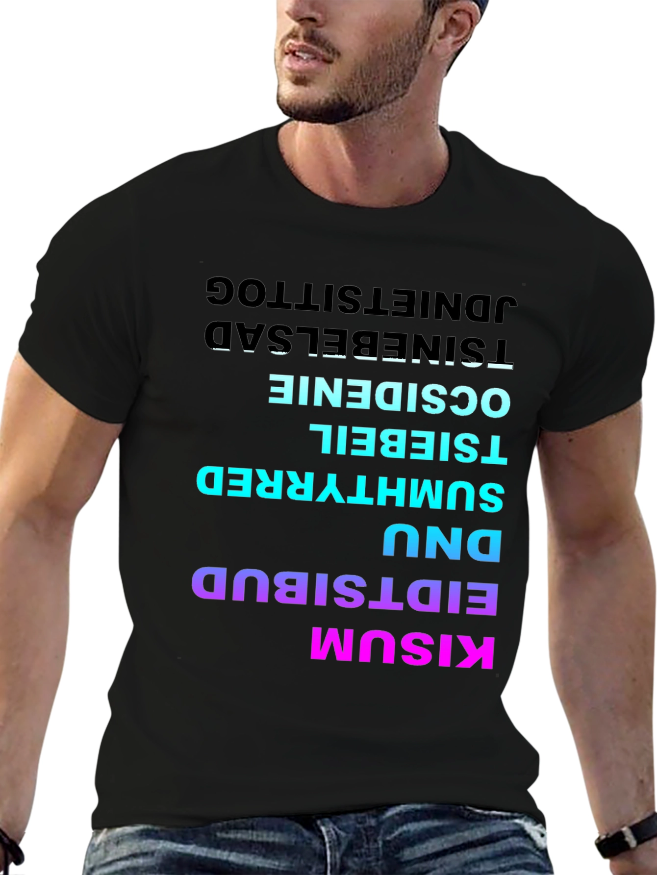 Reversed Text T-Shirt - Bold & Unique