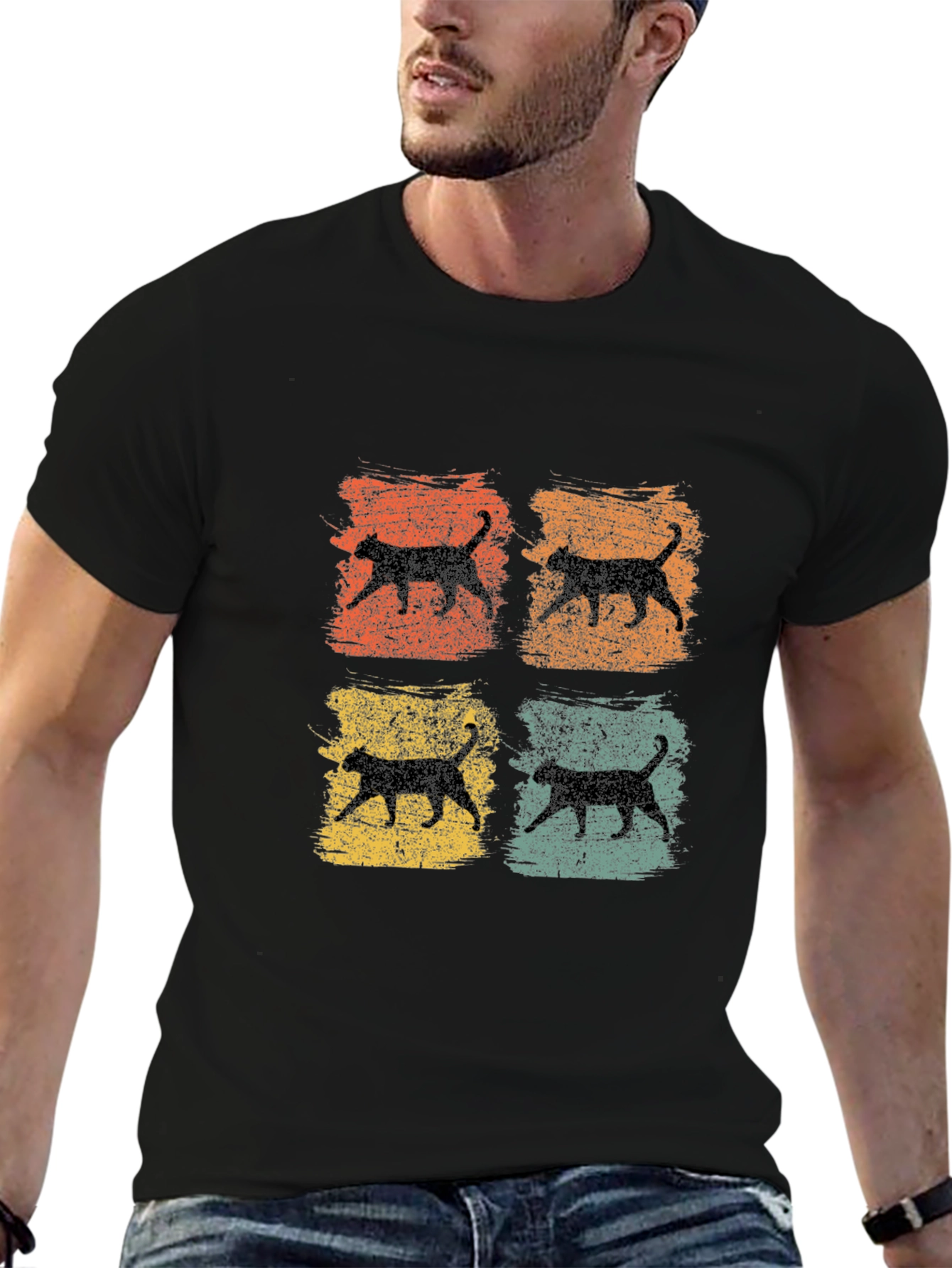 Retro Cat Silhouette T-Shirt