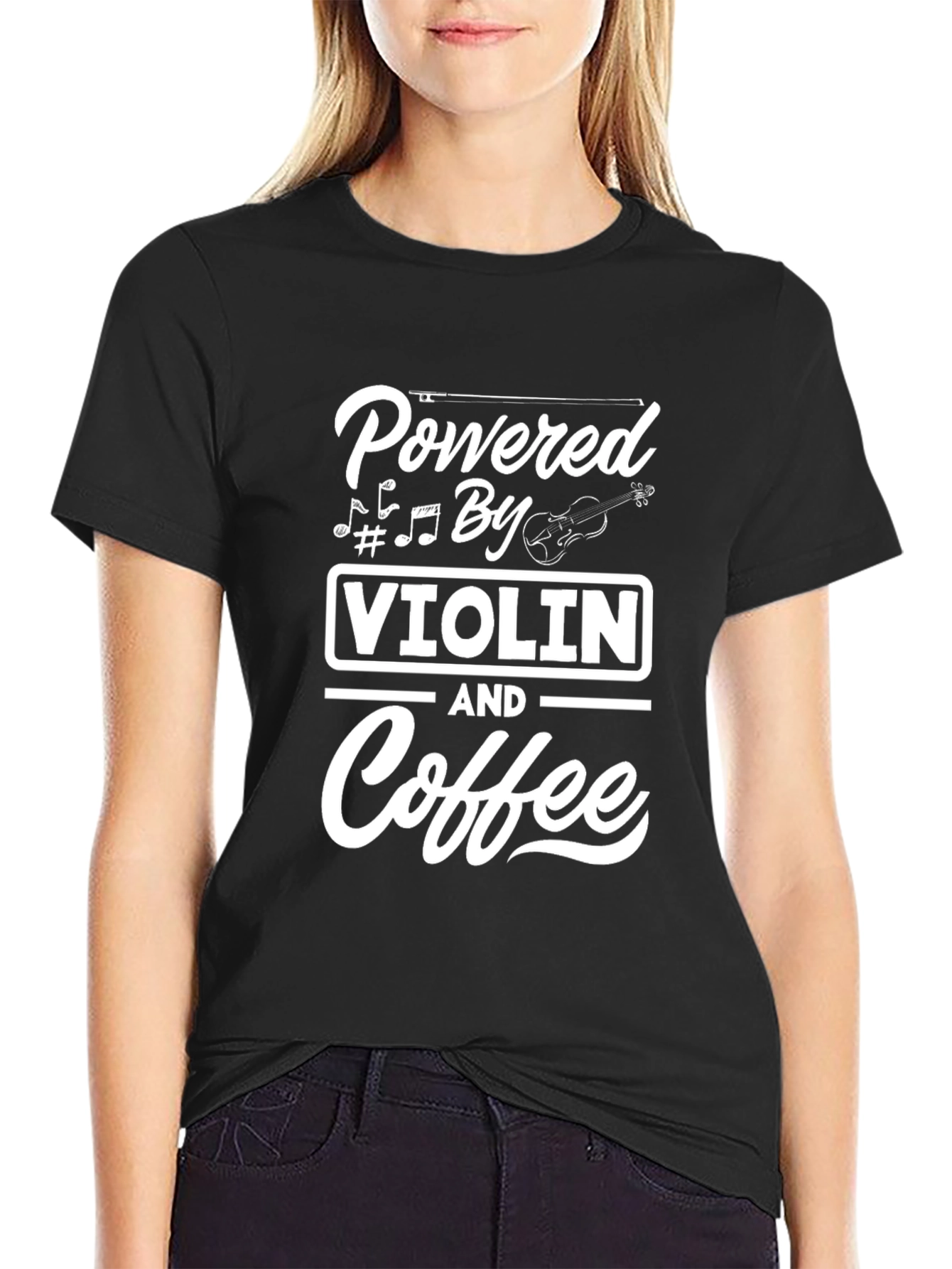 Powered By Violin and Coffee Graphic Tee