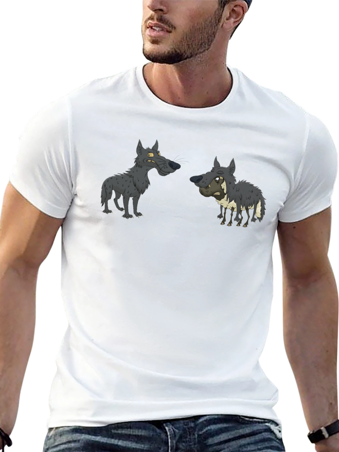 Cartoon Wolf Pack T-Shirt - Black