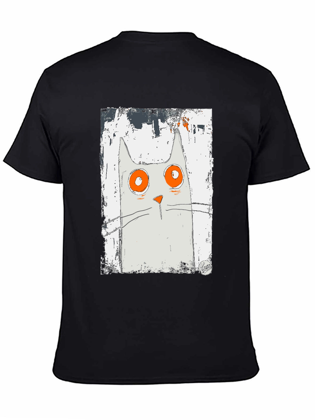 Cat Art Graphic Black T-Shirt