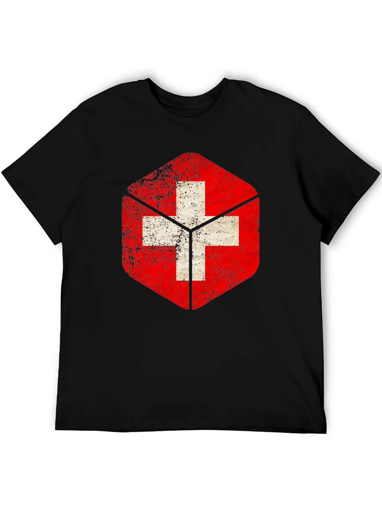 Swiss Flag Grunge Graphic T-Shirt