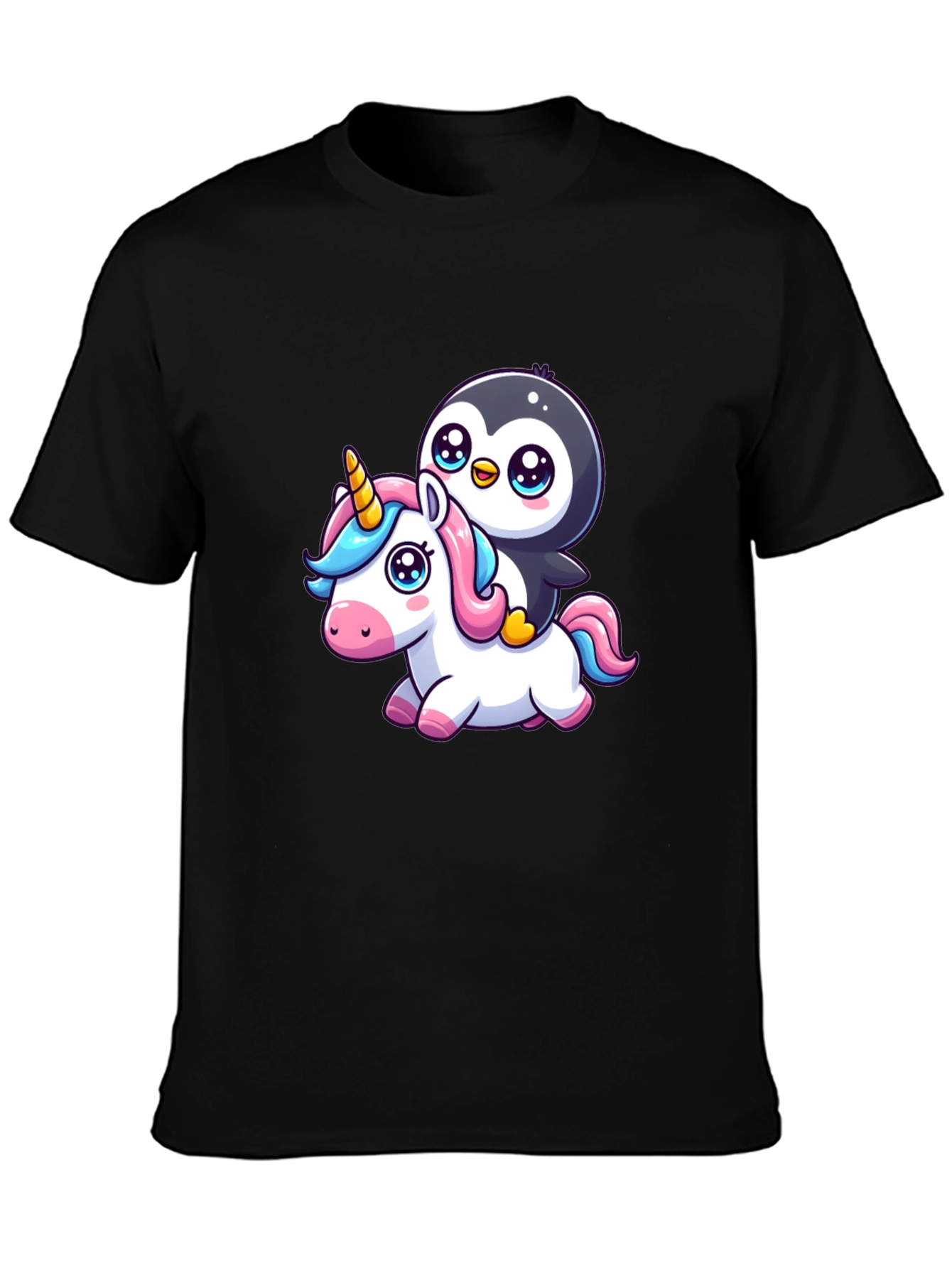 Penguin Riding Unicorn Graphic Tee