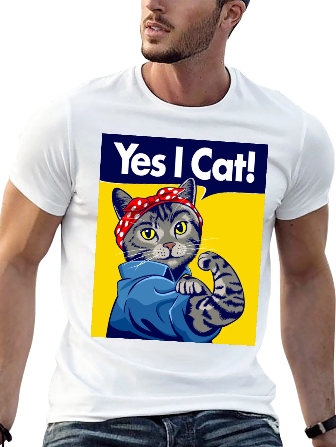 Rosie the Riveter Cat T-Shirt