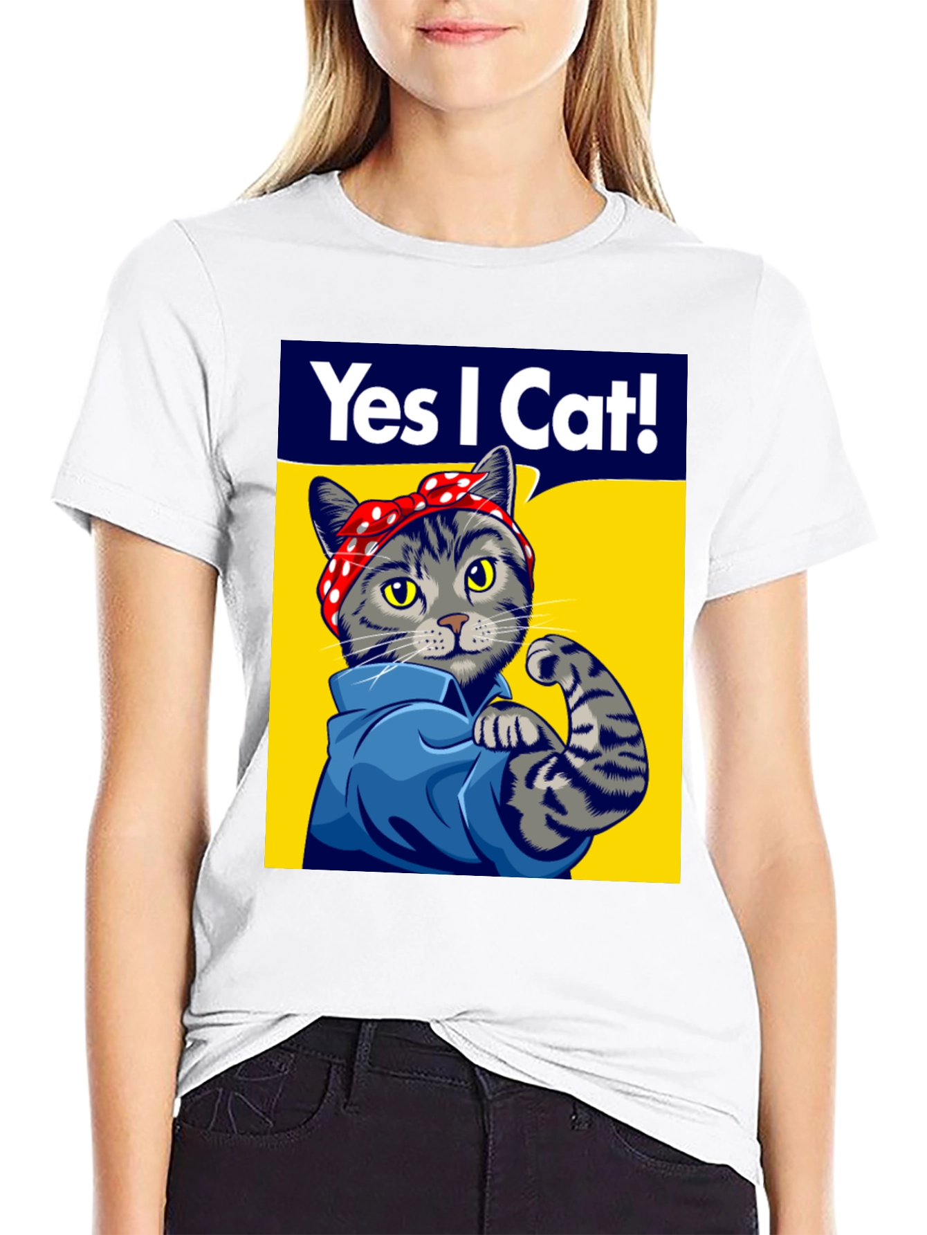 Rosie the Riveter Cat T-Shirt