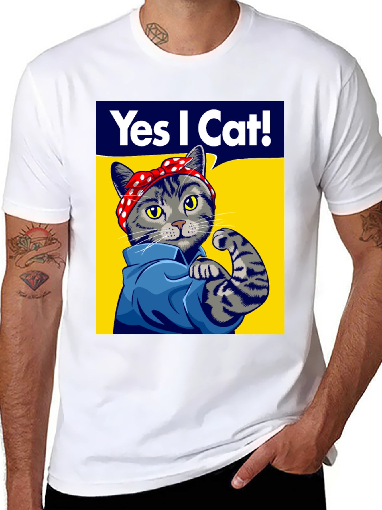 Rosie the Riveter Cat T-Shirt