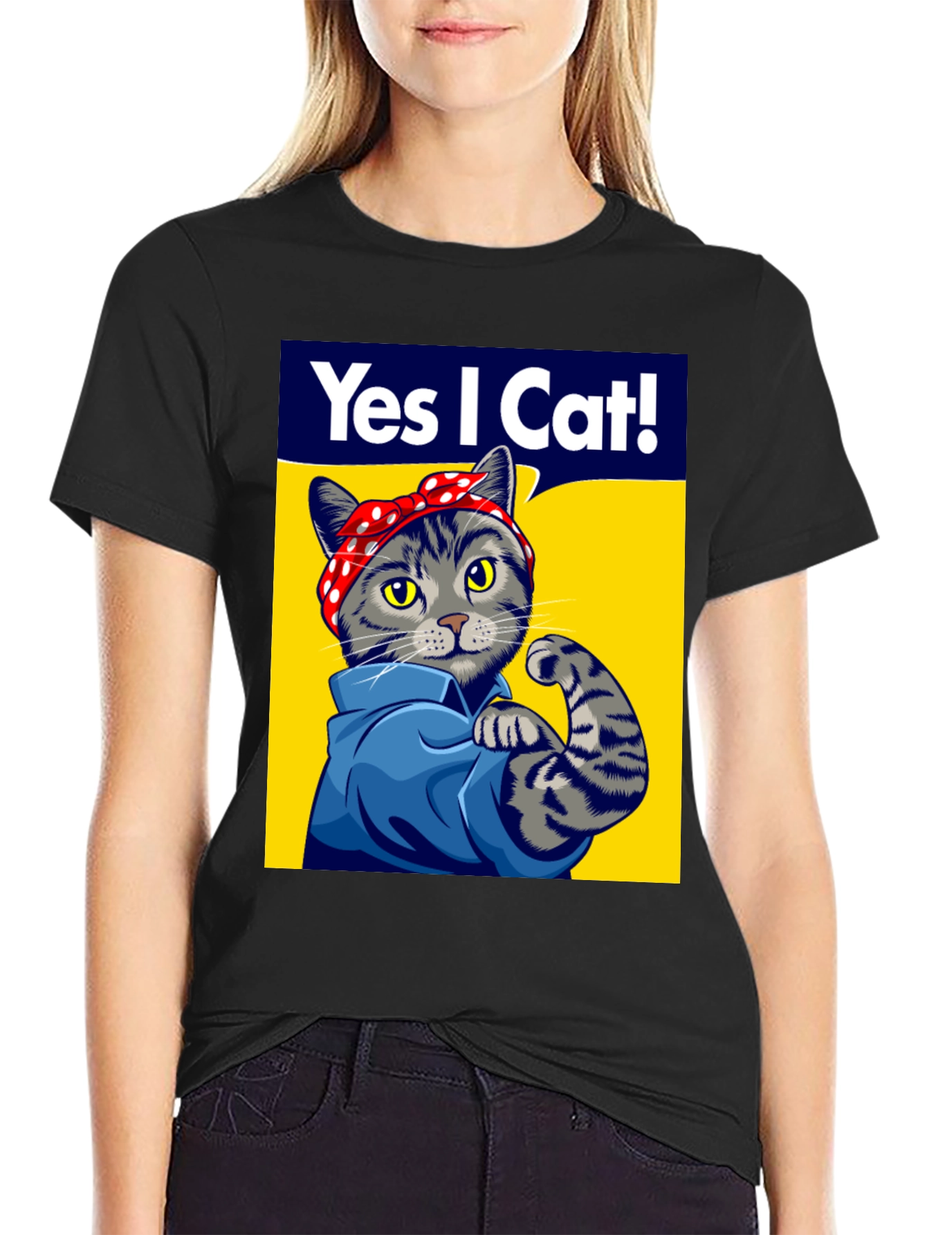 Rosie the Riveter Cat T-Shirt