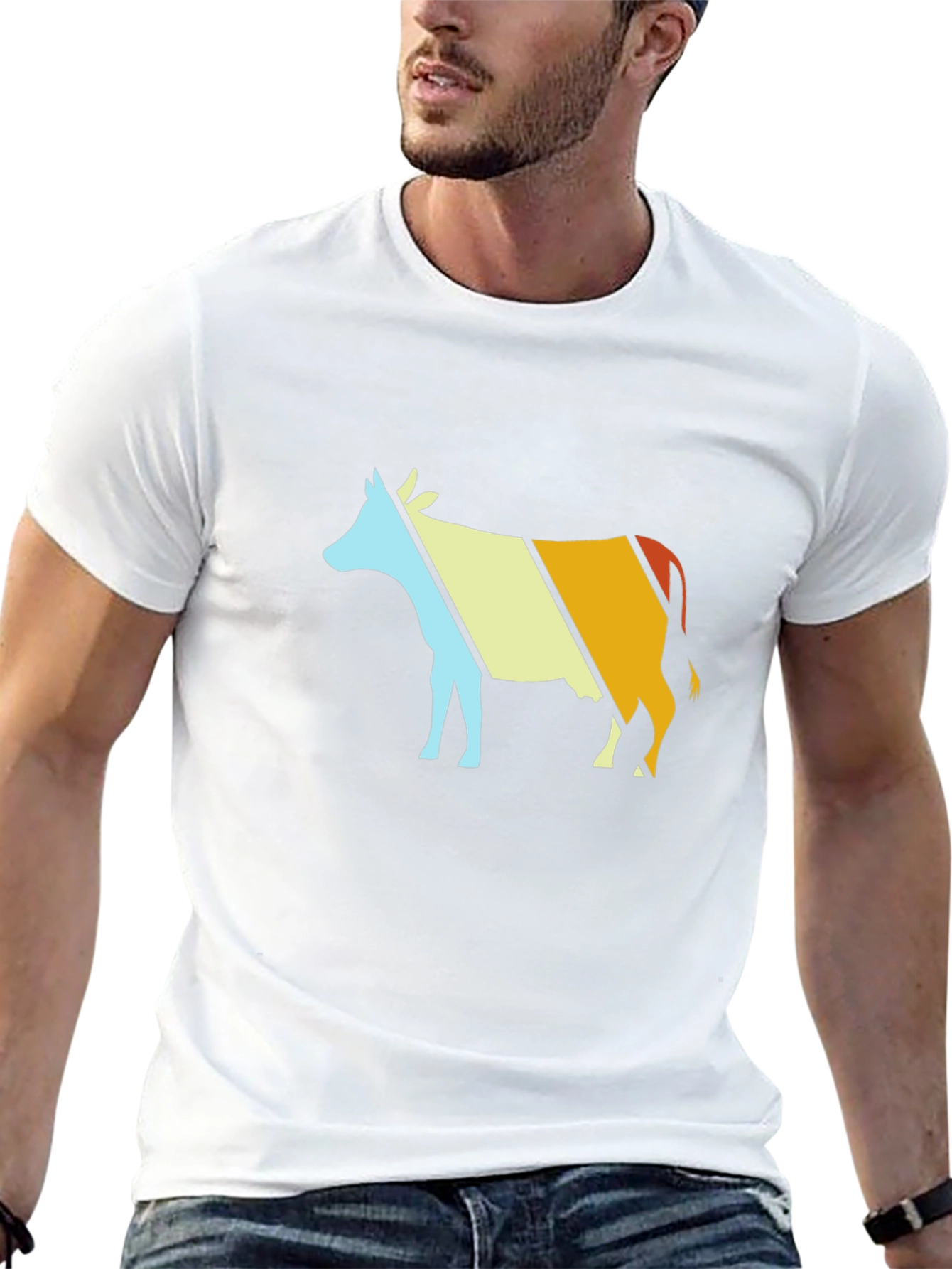 Retro Cow Graphic T-Shirt