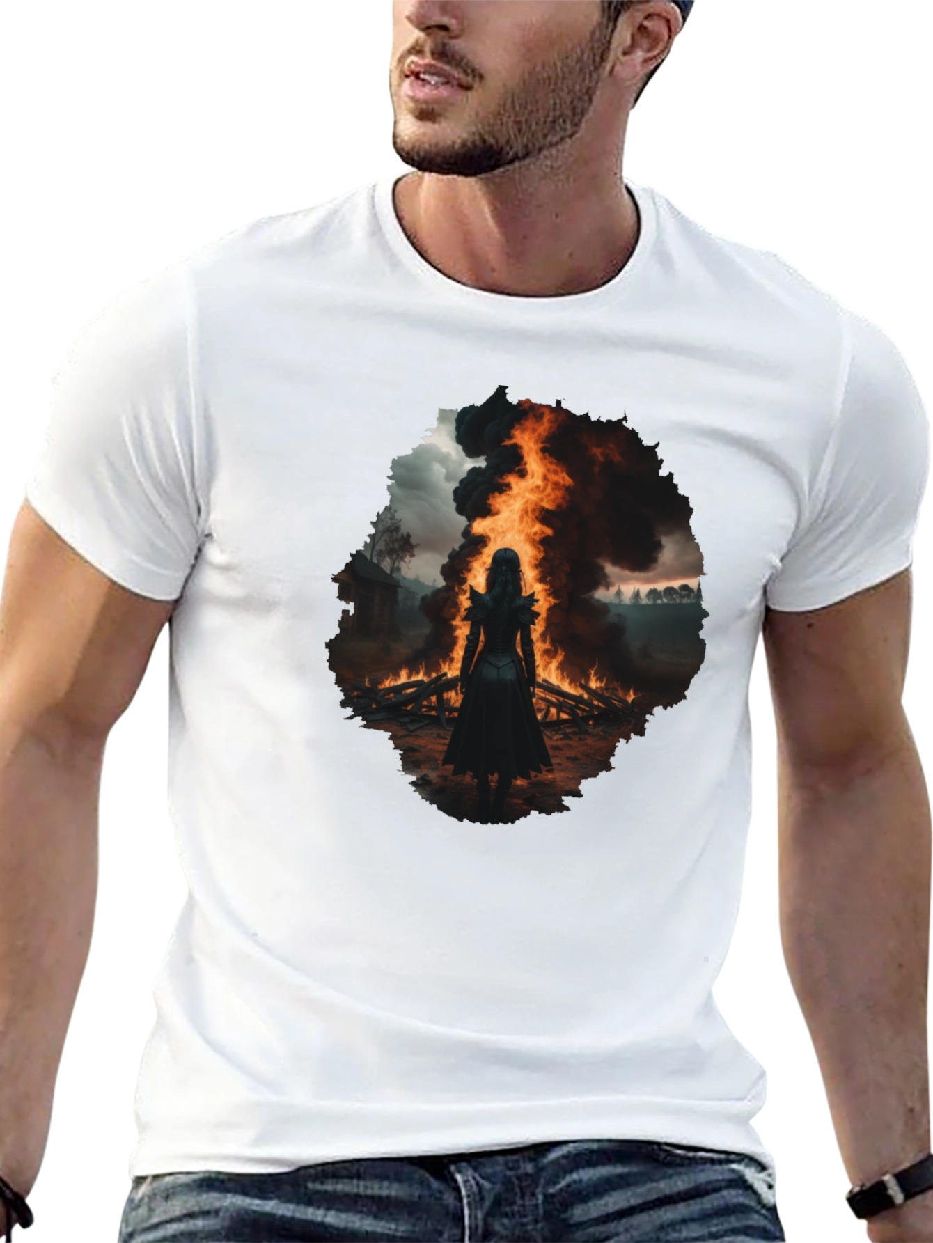 Mystic Fire Black T-Shirt - Dark Fantasy Tee