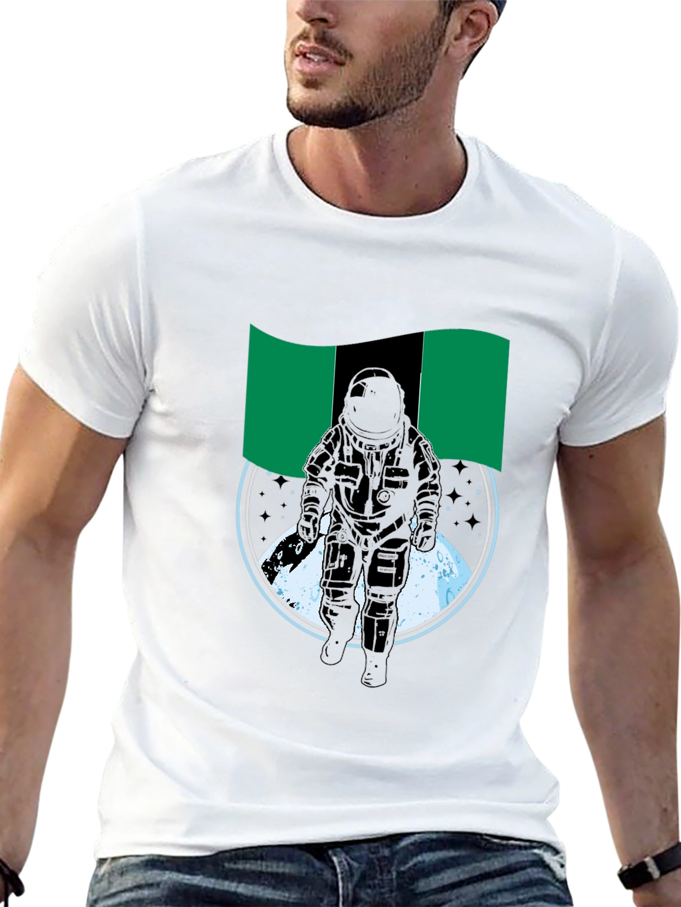 Astronaut Nigeria Flag Graphic Tee