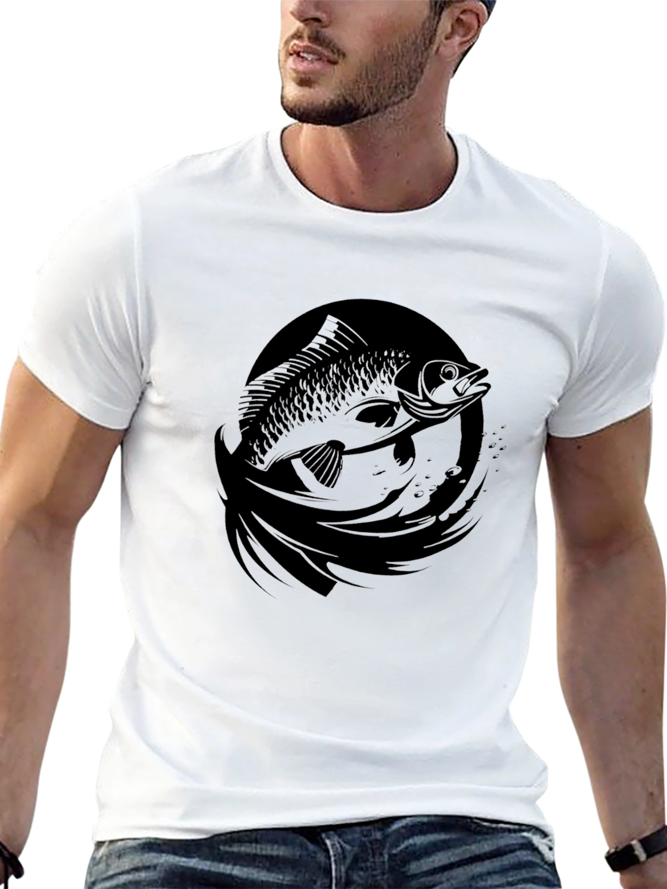 Mens Black Fish Graphic T-Shirt