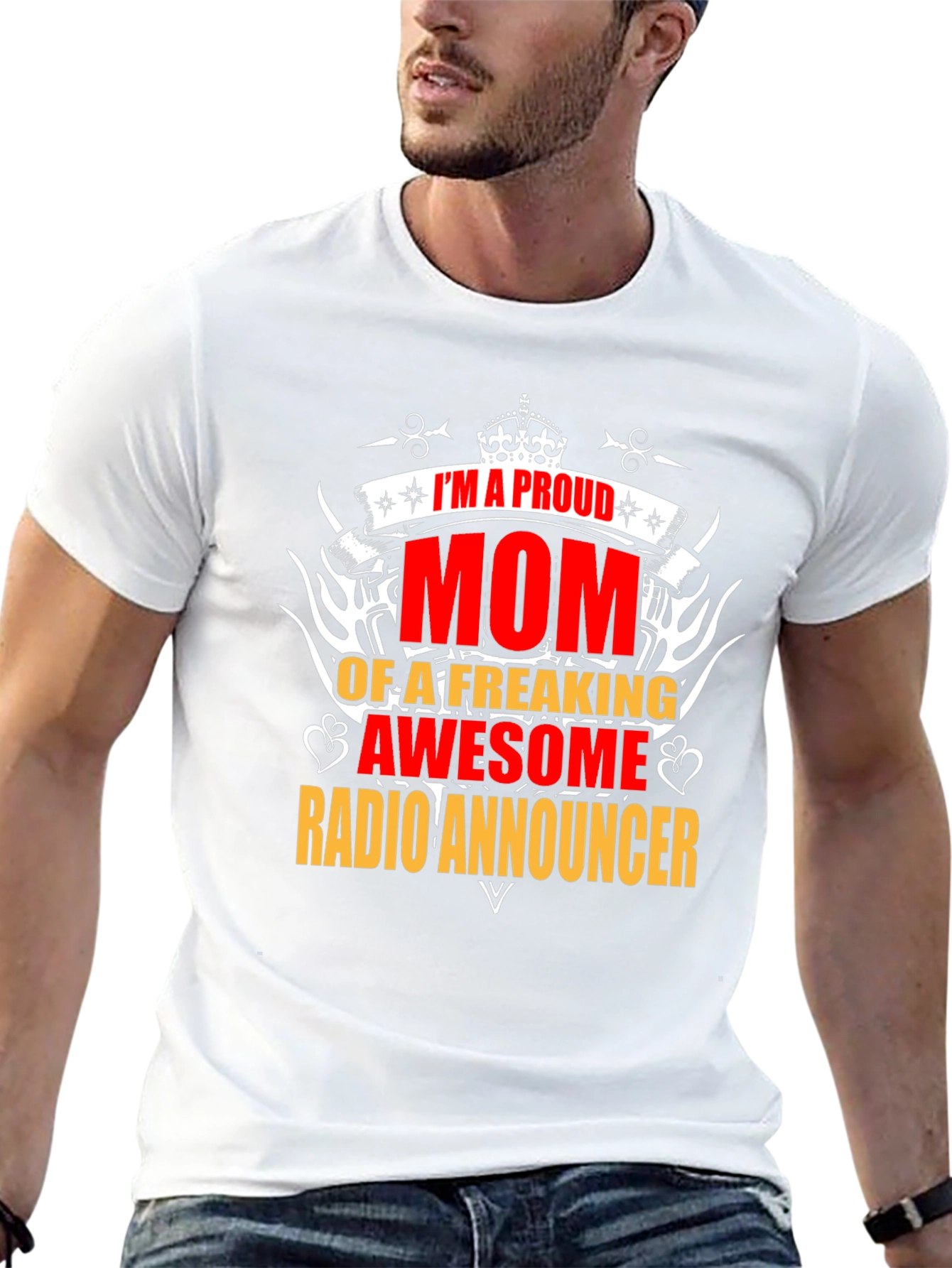 Proud Mom Radio Announcer Graphic Tee - Black
