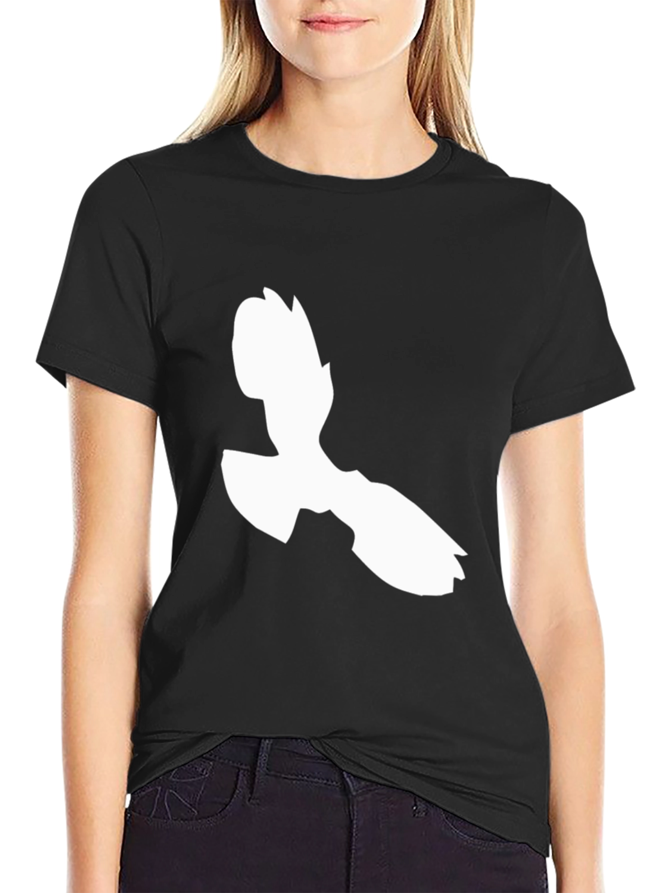 Abstract White Figure Graphic Black T-Shirt