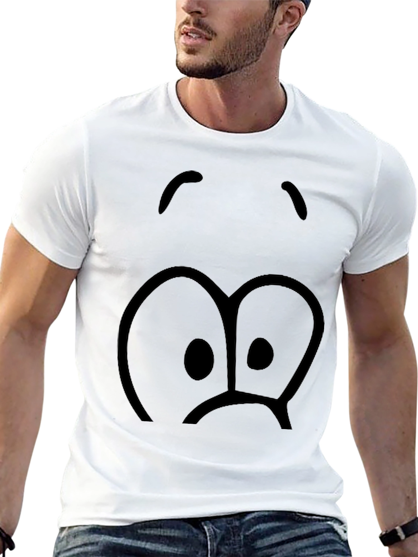 Sad Face Graphic Black T-Shirt