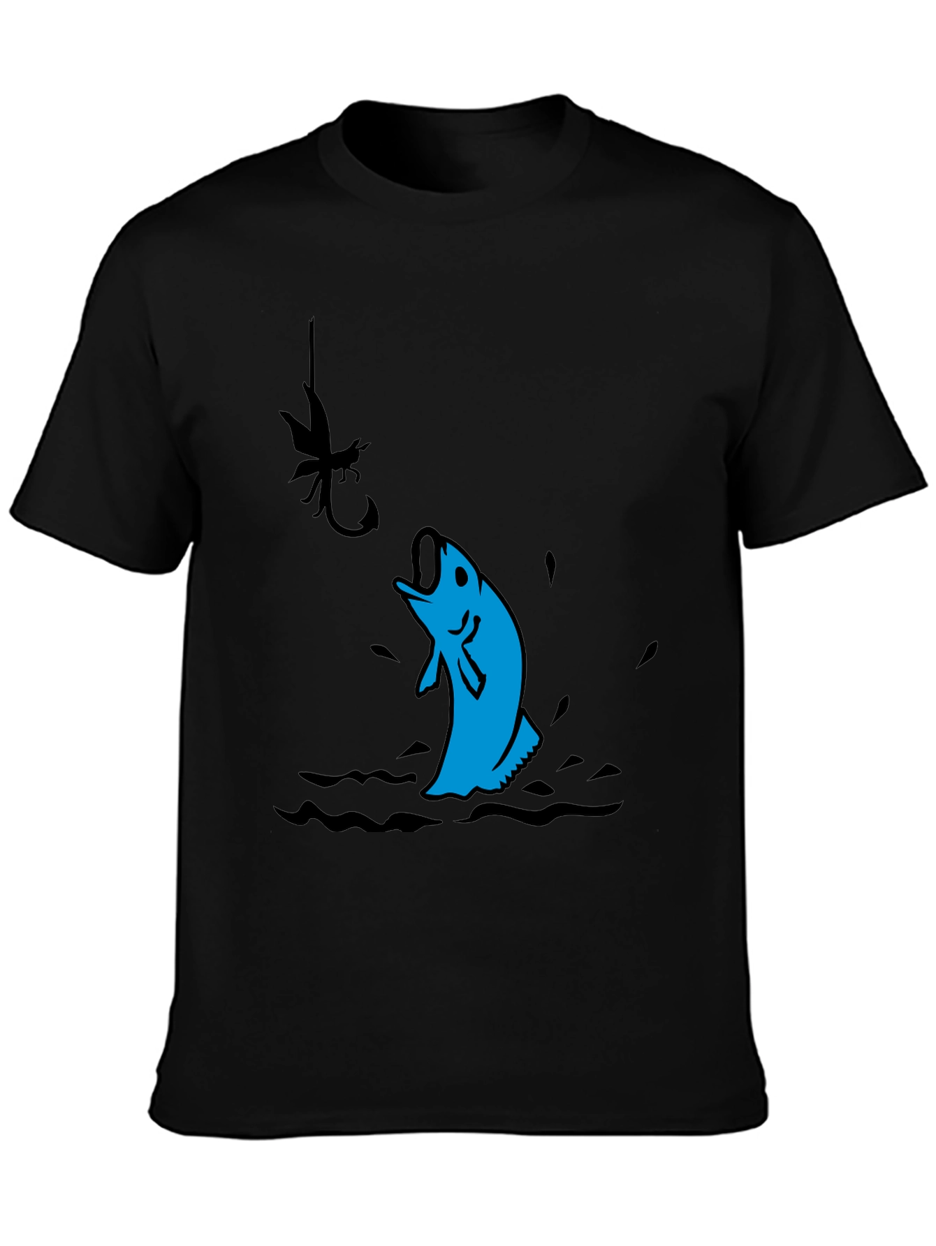 Fishing T-Shirt - Black with Fish Design