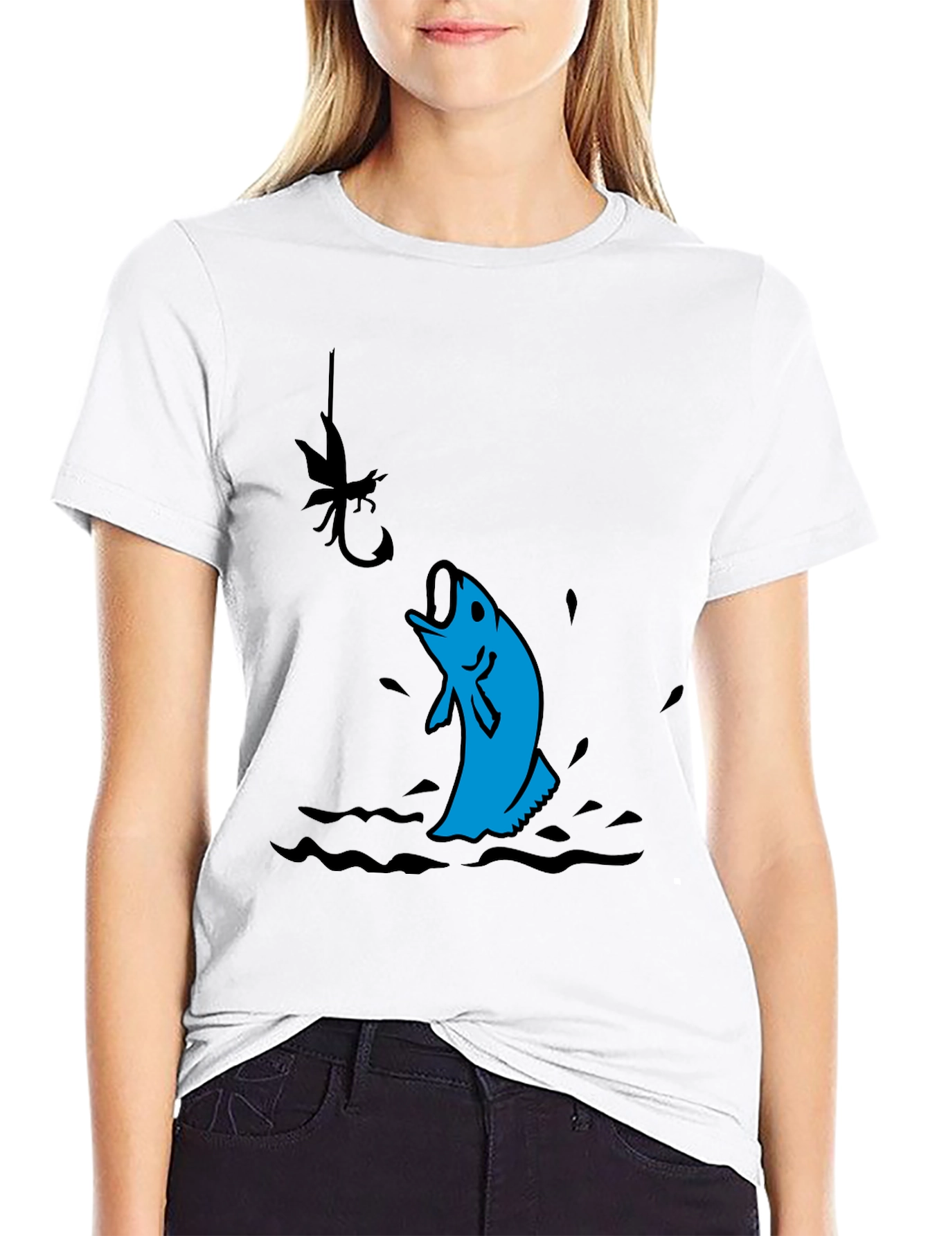 Fishing T-Shirt - Black with Fish Design