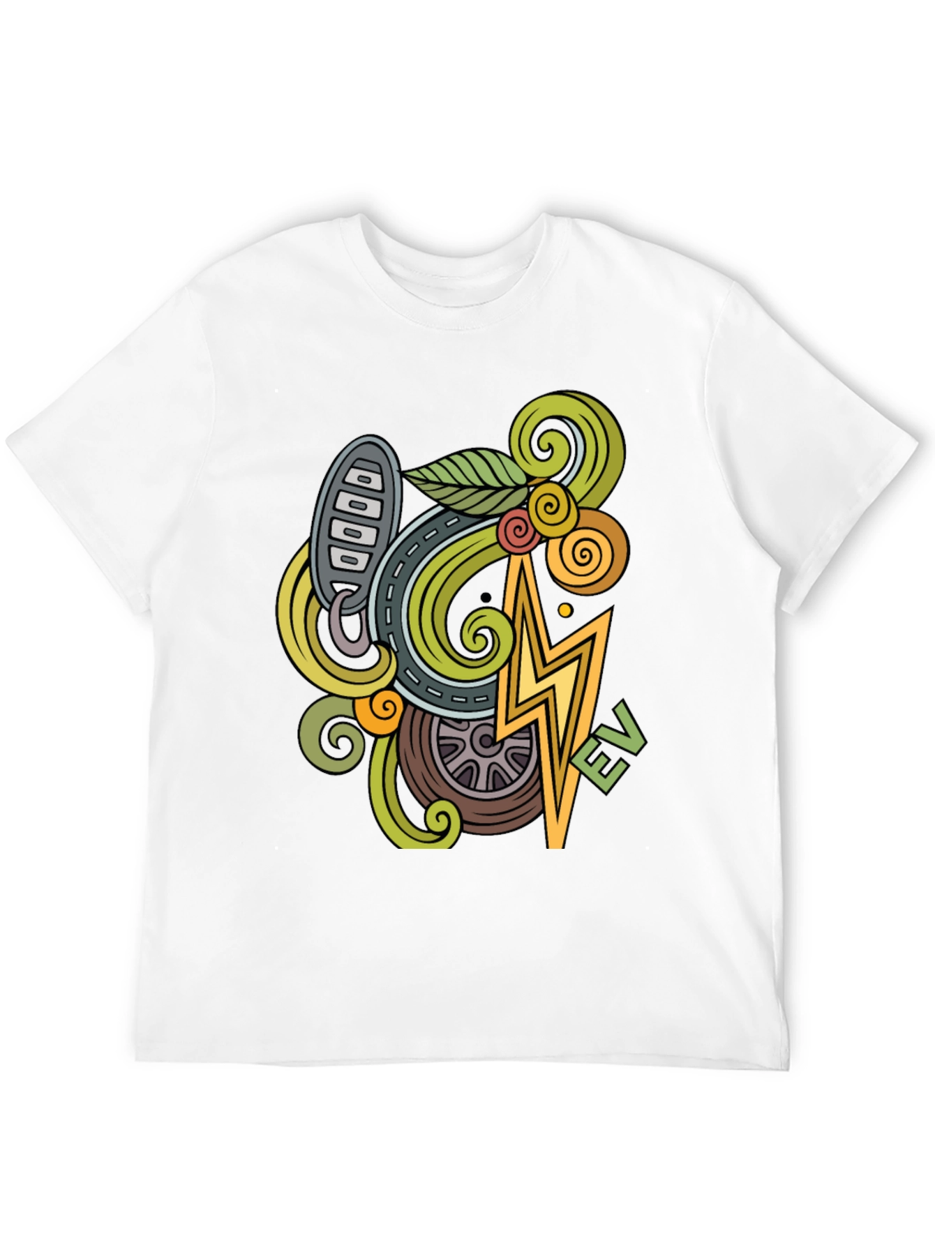 Electric Vehicle Doodle Art T-Shirt