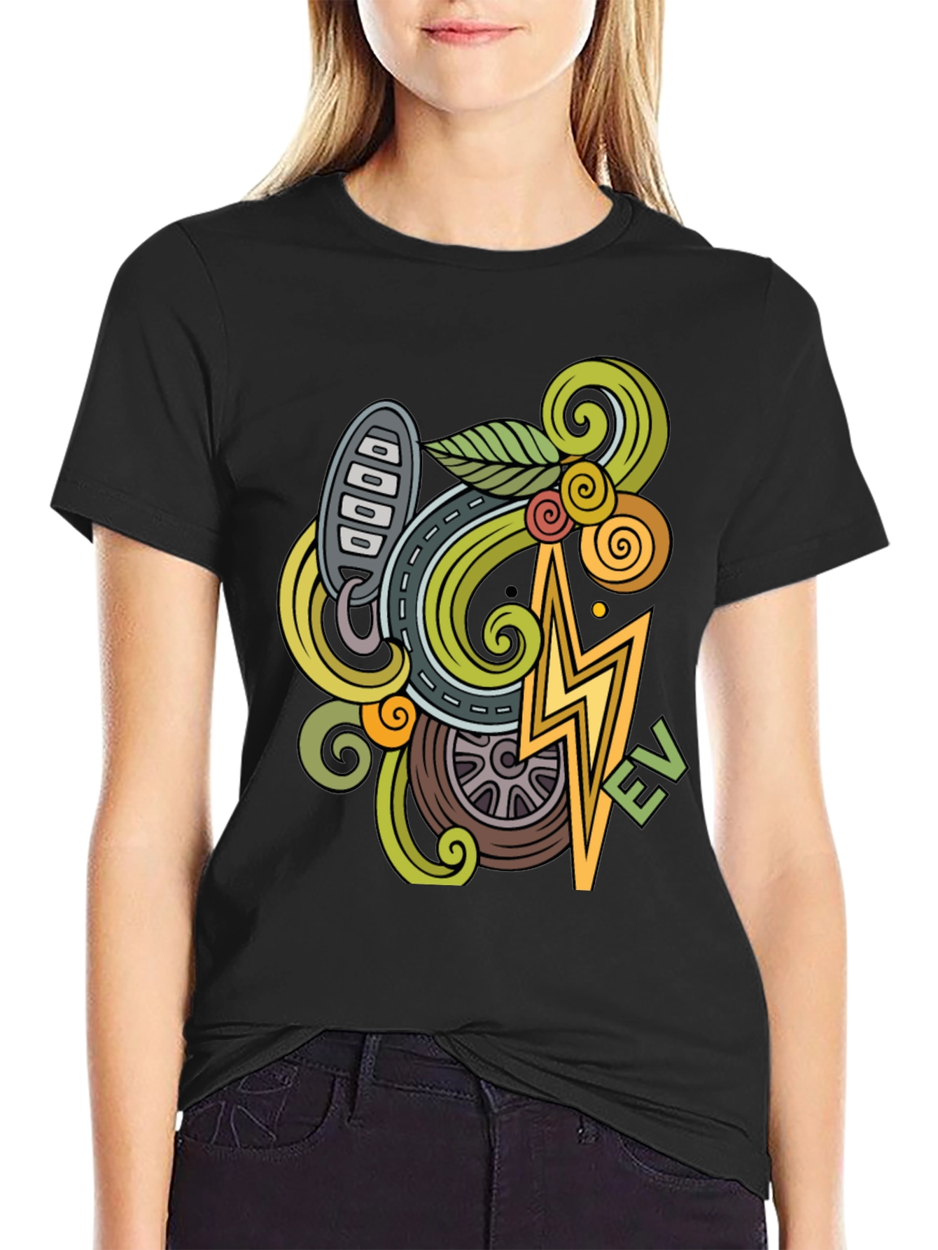 Electric Vehicle Doodle Art T-Shirt