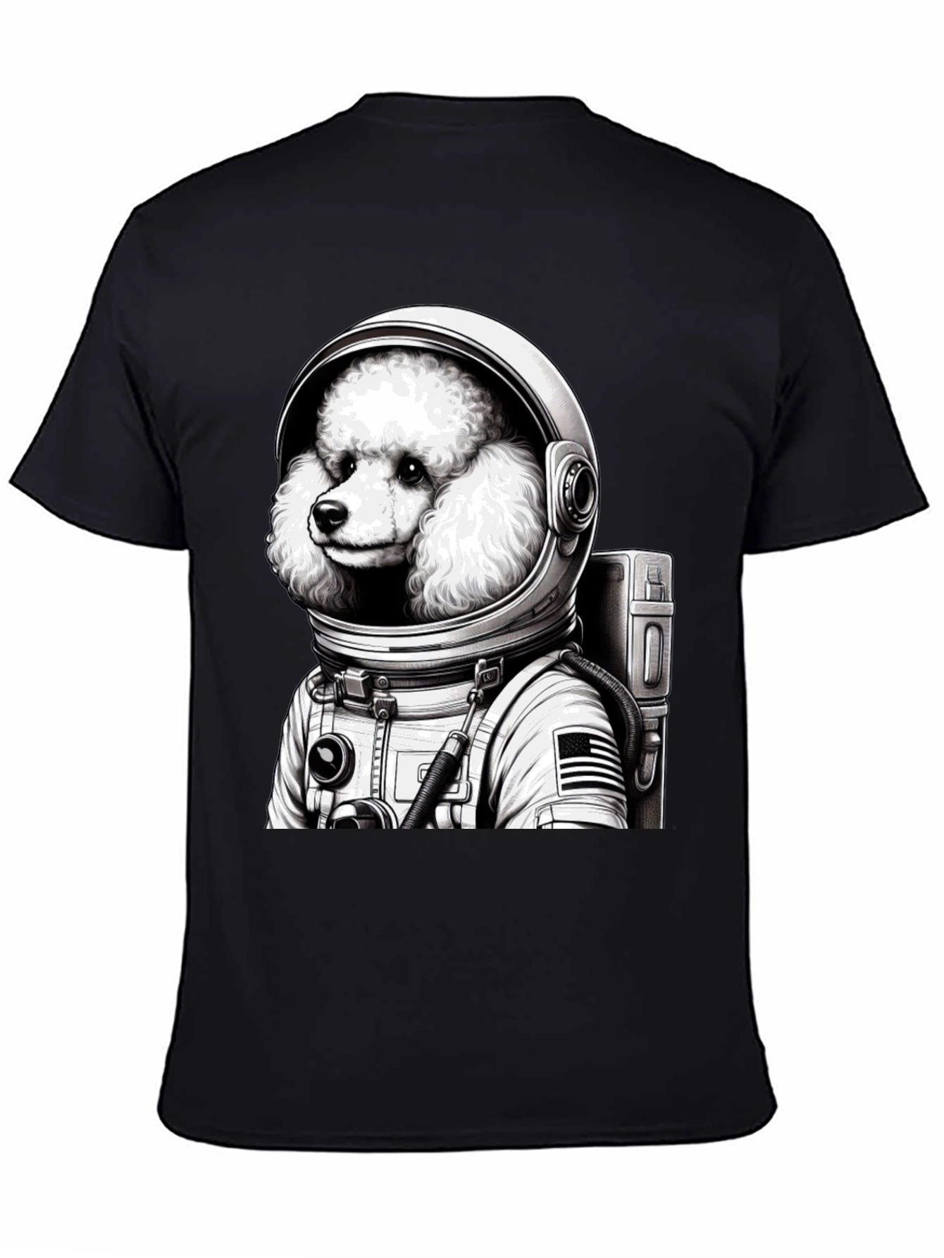 Poodle Astronaut Graphic T-Shirt - Unisex Black Tee