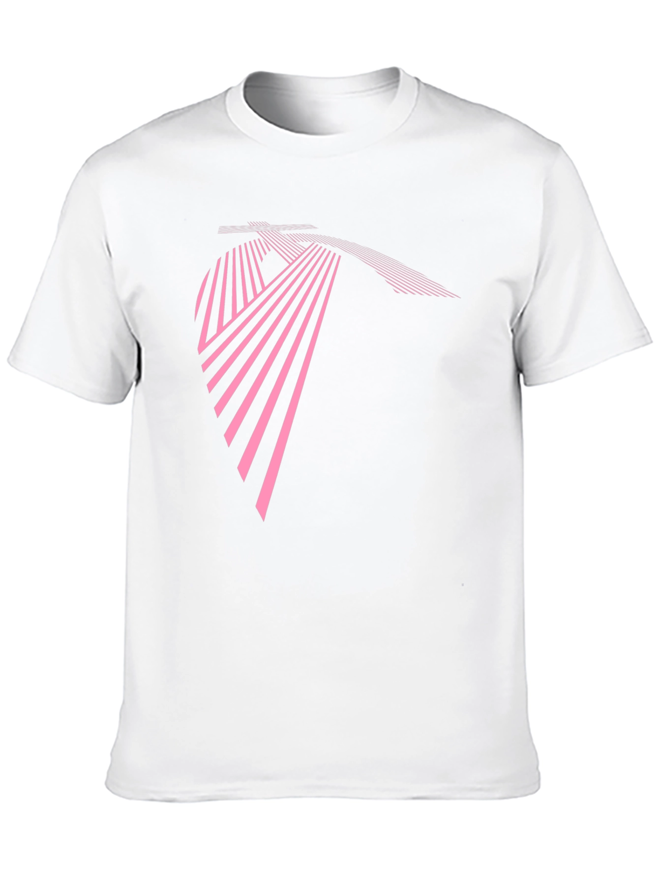 Modern Geometric Pink Line Art Black T-Shirt