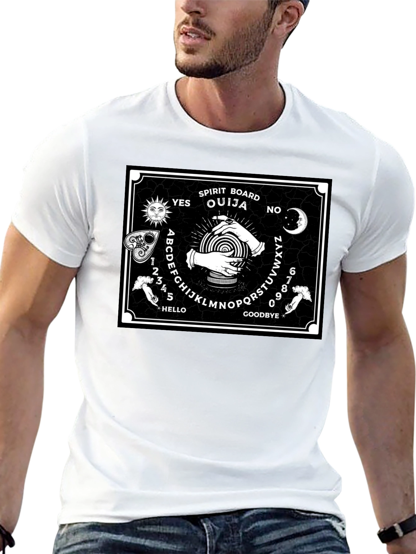 Ouija Board Graphic Print Black T-Shirt