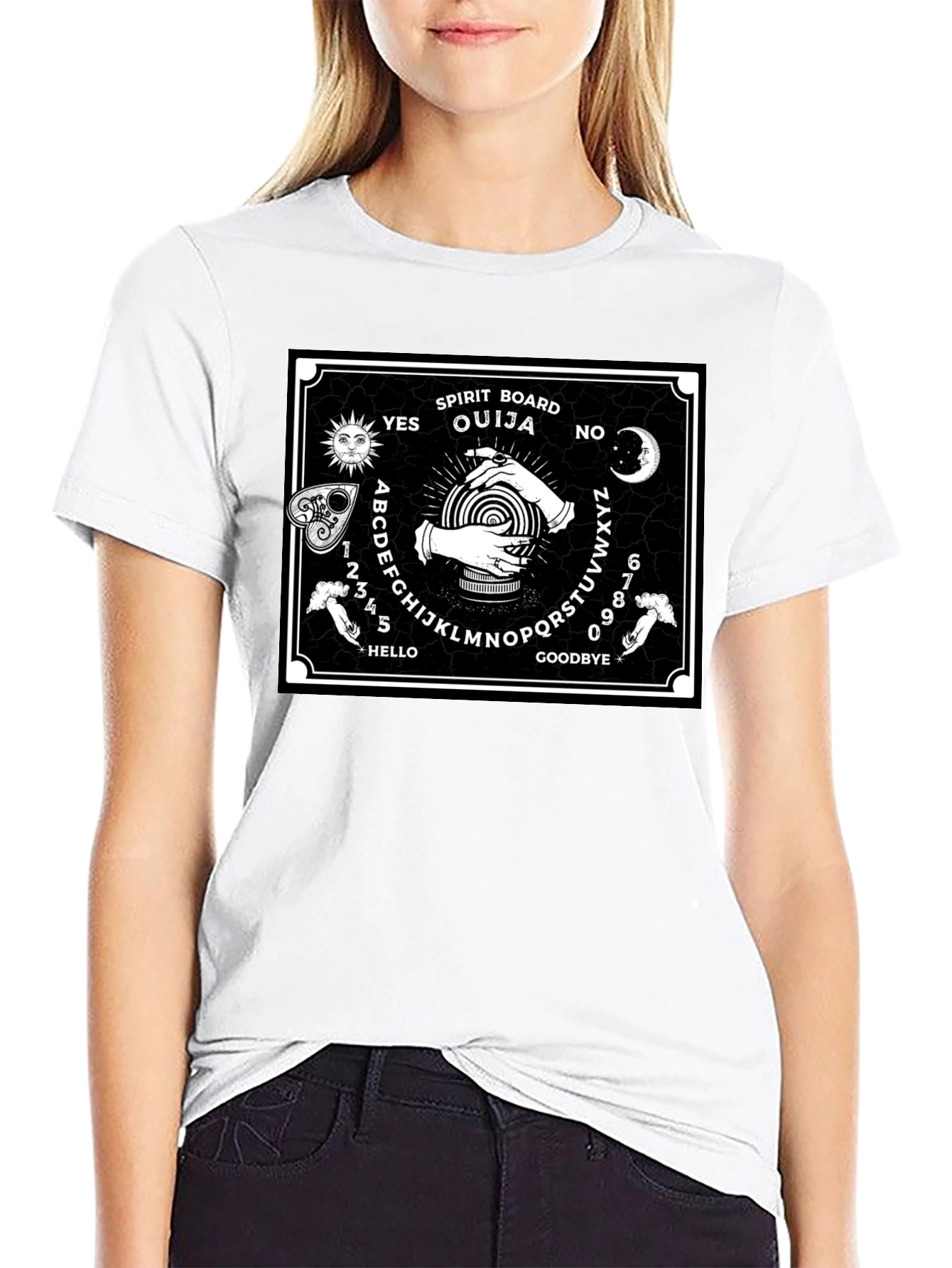 Ouija Board Graphic Print Black T-Shirt