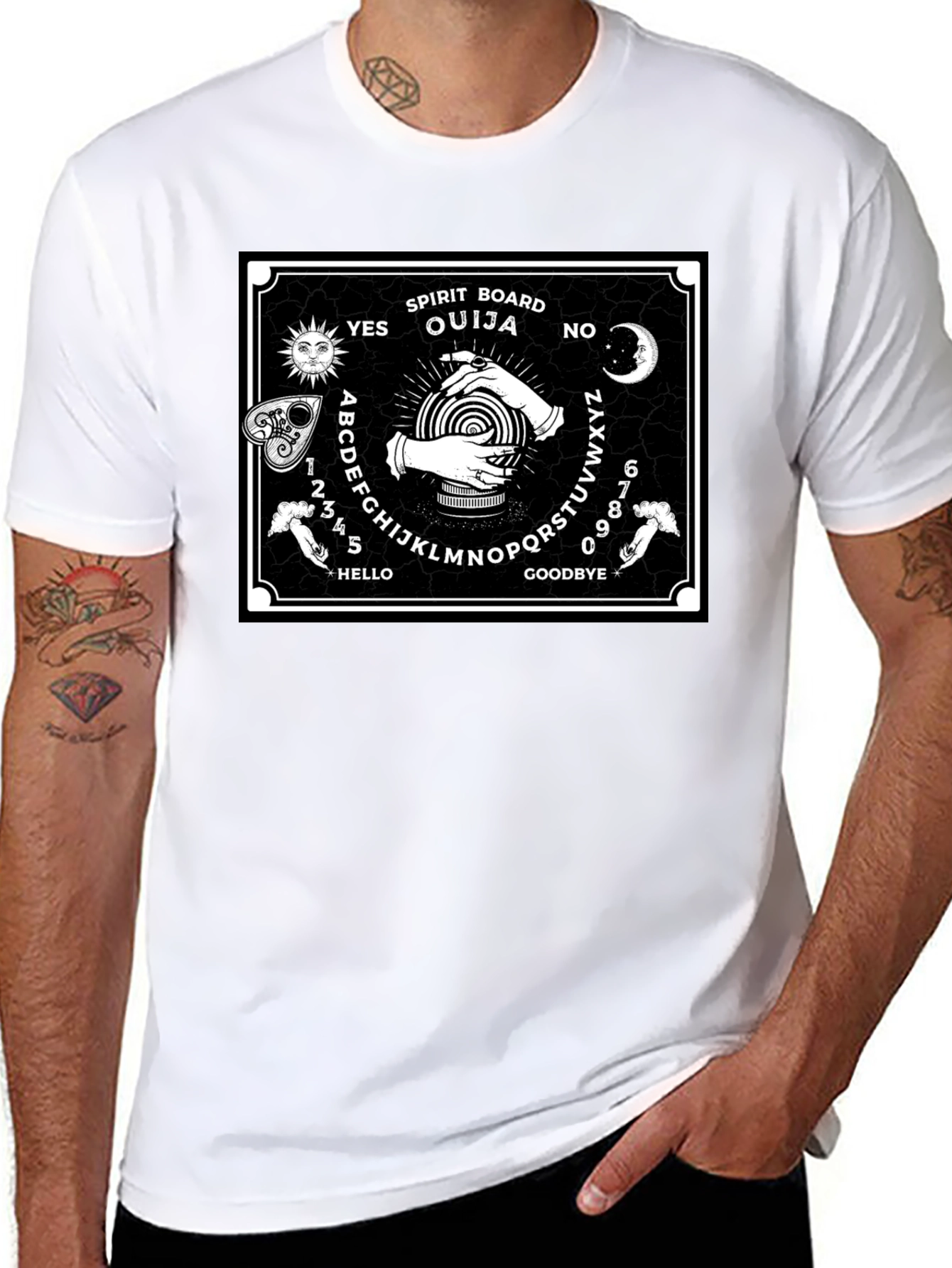 Ouija Board Graphic Print Black T-Shirt