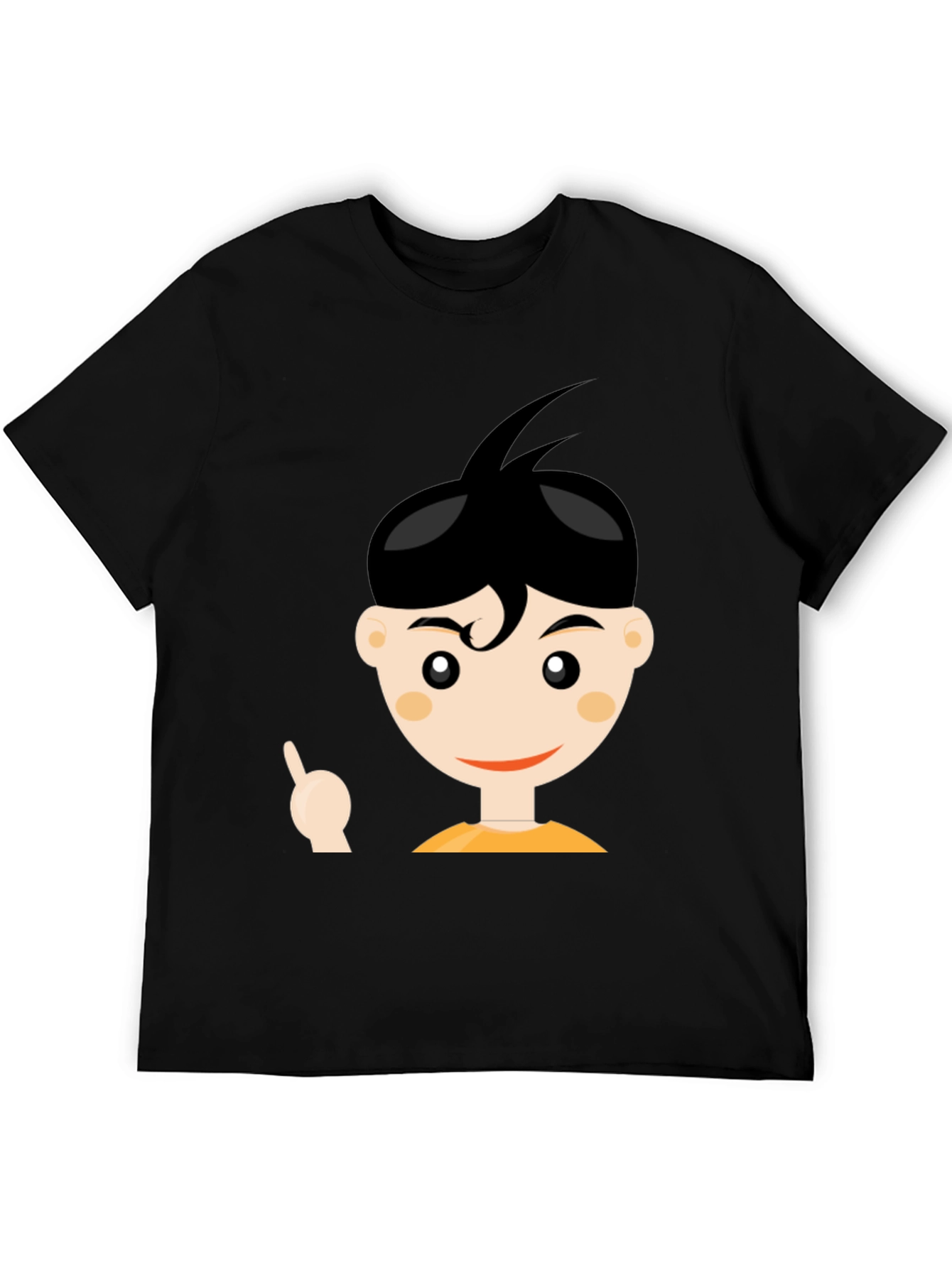 Cartoon Boy Graphic Black T-Shirt