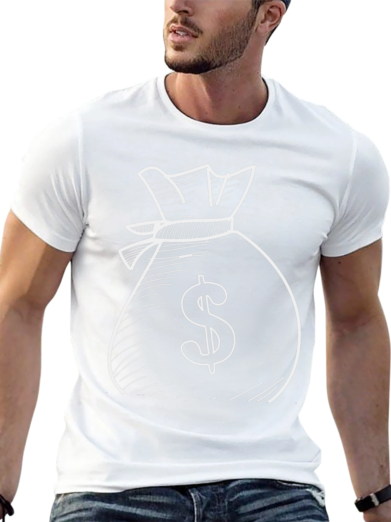 Money Bag Graphic Tee - Black Cotton T-Shirt
