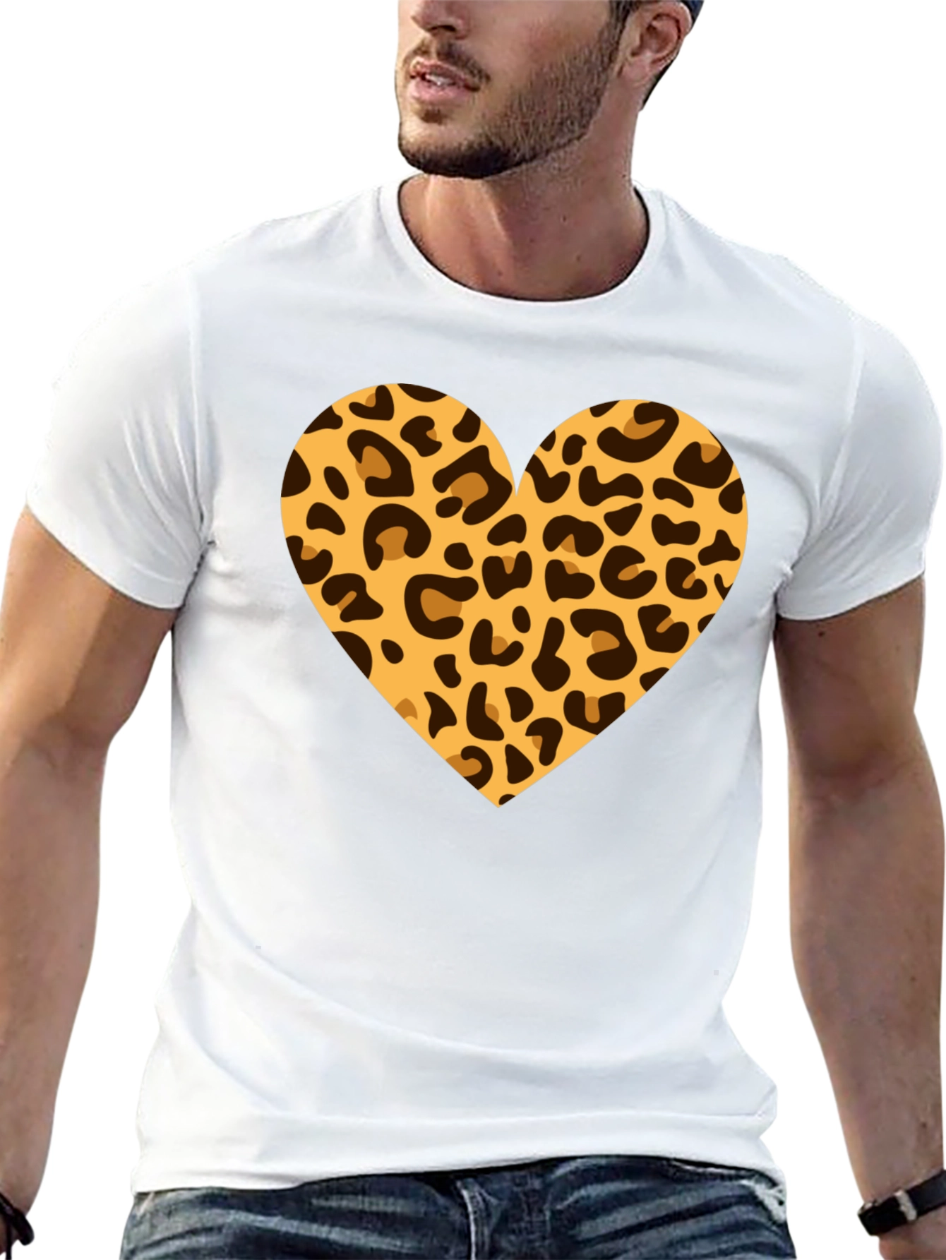 Leopard Heart Black T-Shirt