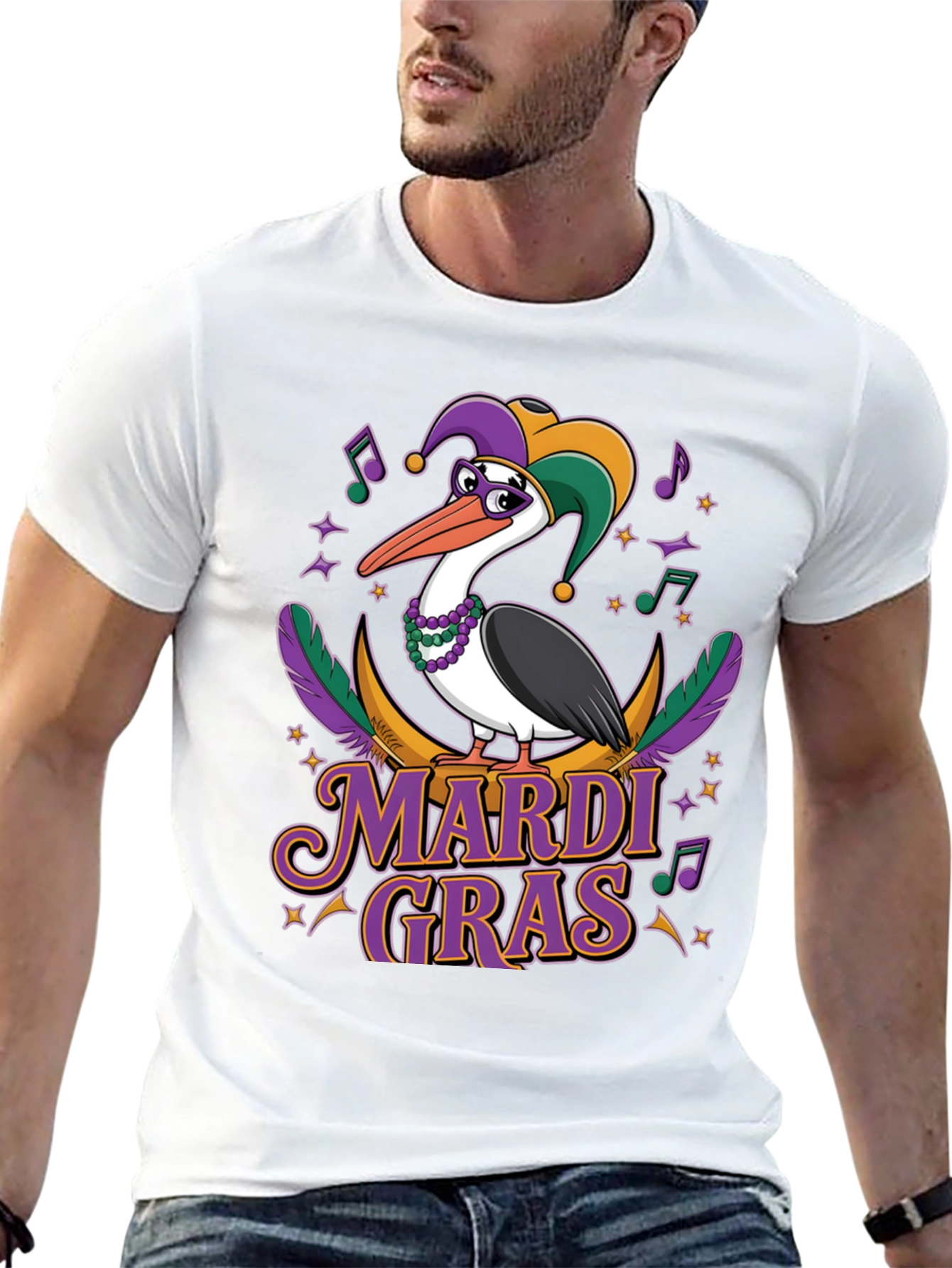 Mardi Gras Pelican T-Shirt: Festive Bird Design
