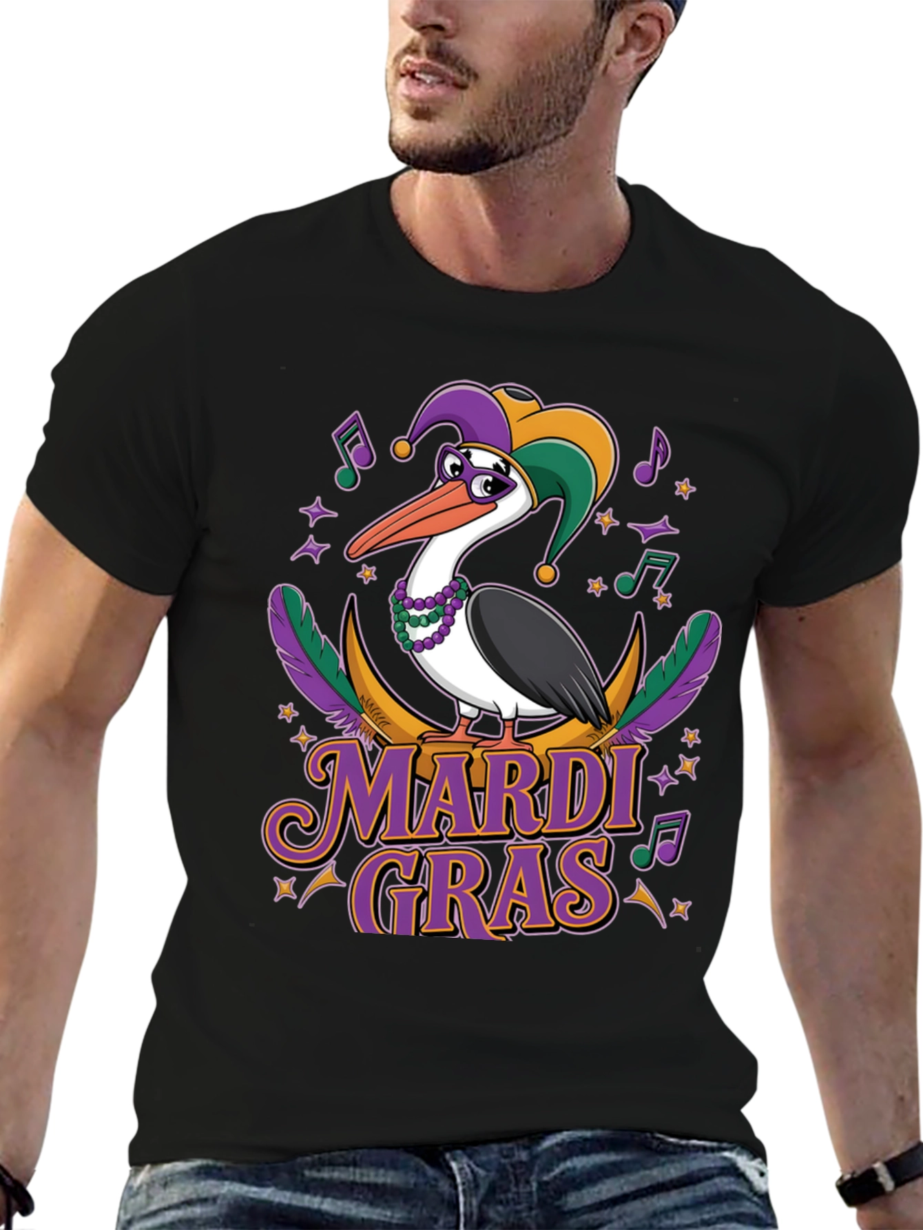 Mardi Gras Pelican T-Shirt: Festive Bird Design
