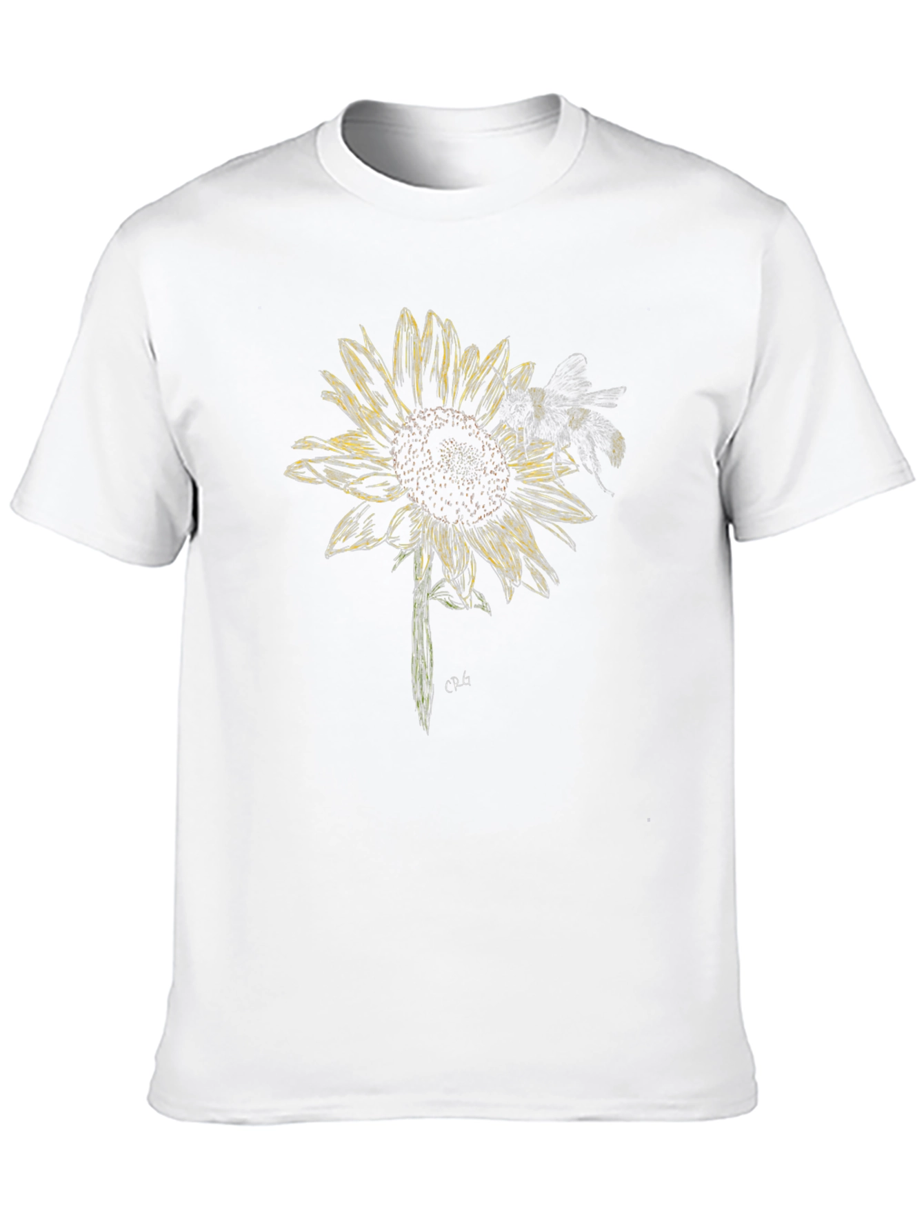 Sunflower and Bee Graphic Tee - Black Cotton Blend