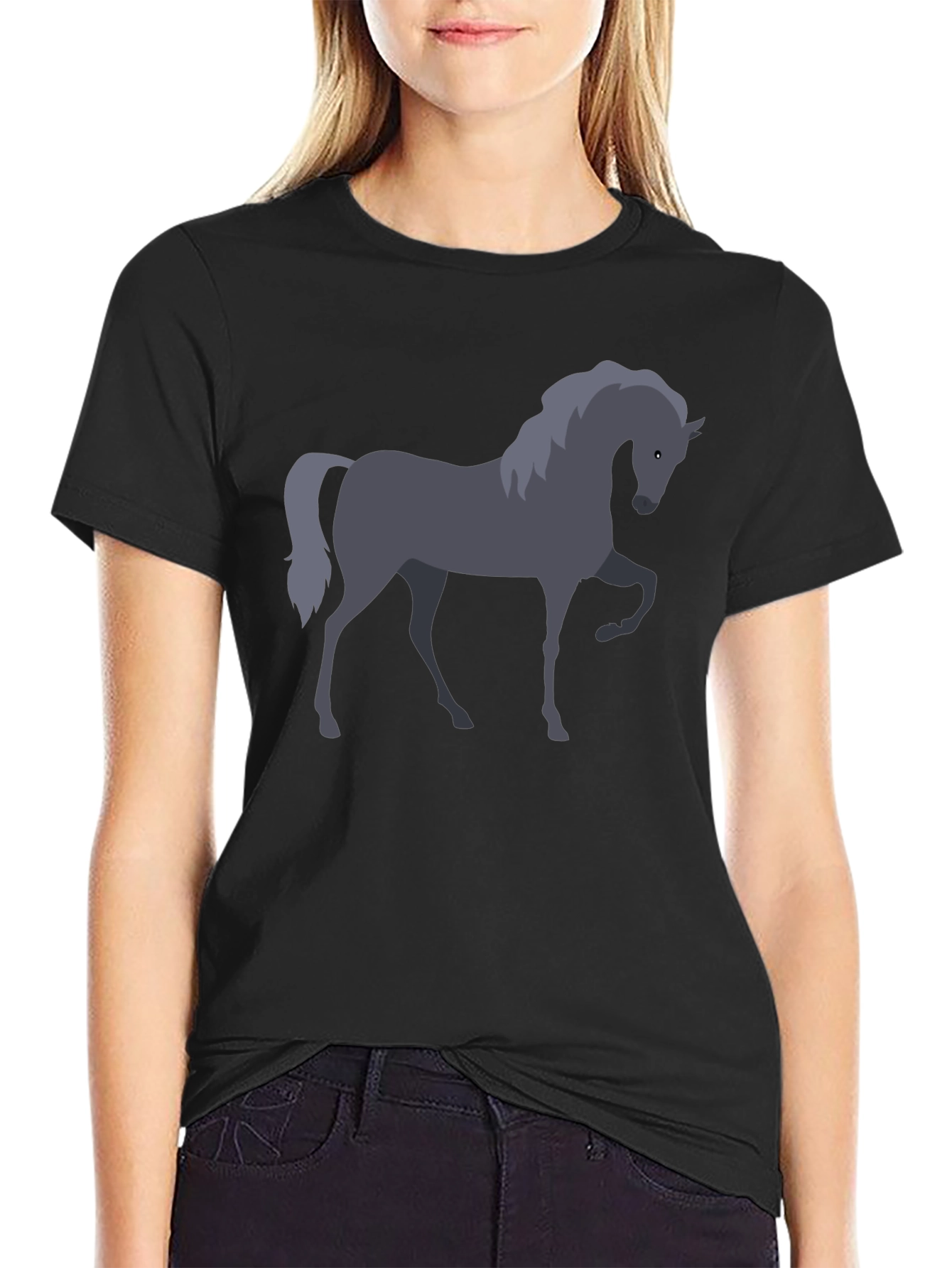 Horse Graphic T-Shirt - Black Cotton Tee