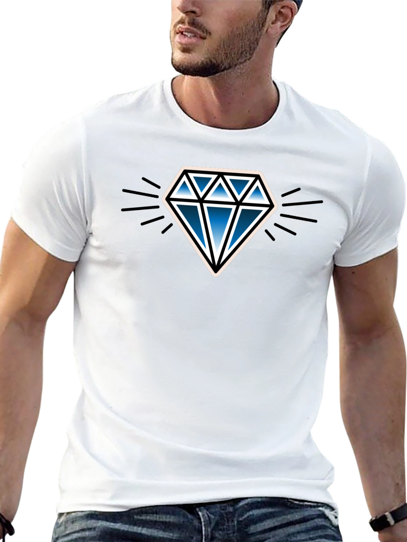 Blue Diamond Graphic Black T-Shirt