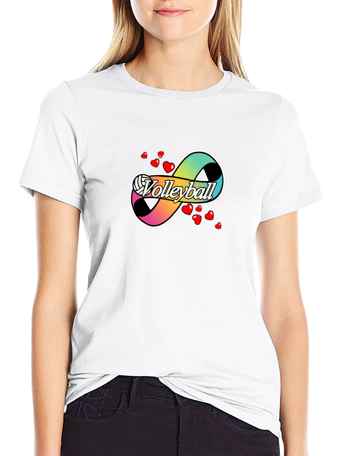 Volleyball Infinity Love Graphic T-Shirt - Black