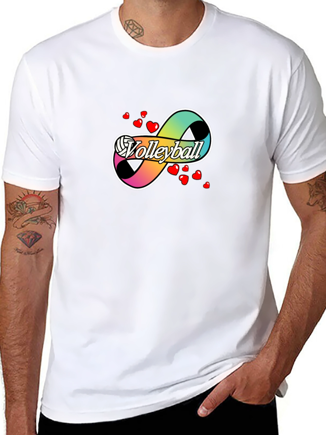 Volleyball Infinity Love Graphic T-Shirt - Black