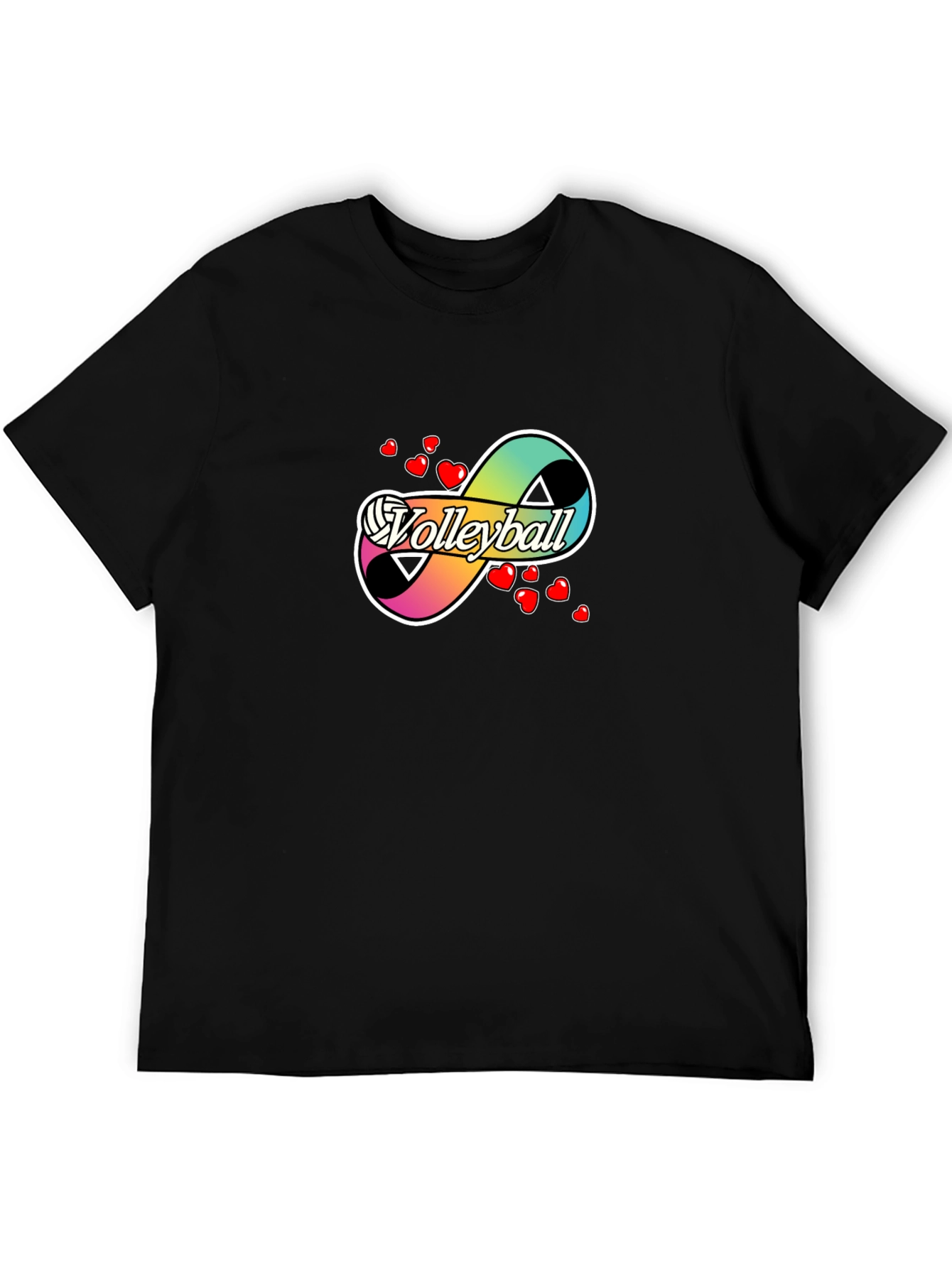 Volleyball Infinity Love Graphic T-Shirt - Black