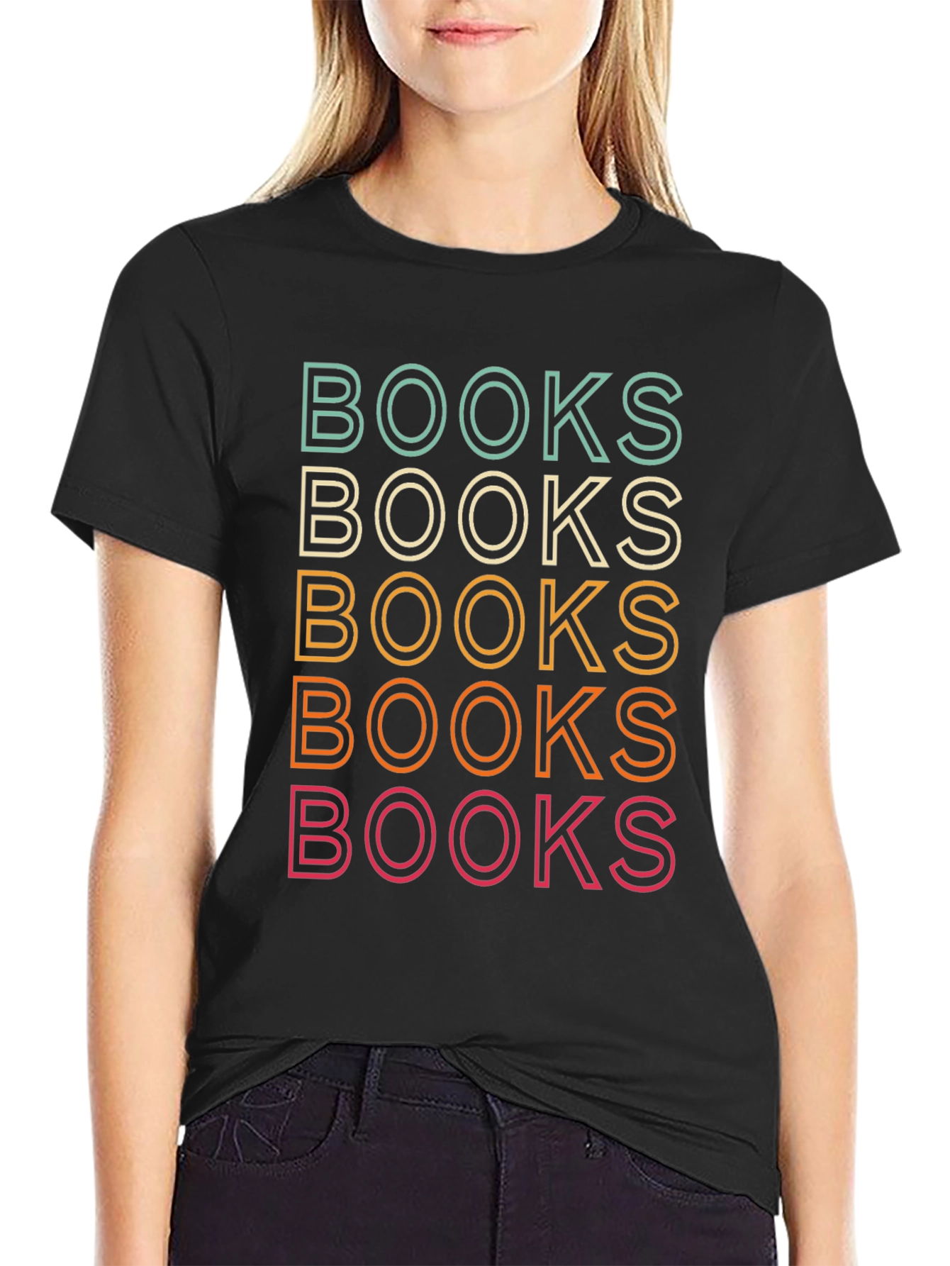 Retro Books Stack T-Shirt - Reading Lover Tee
