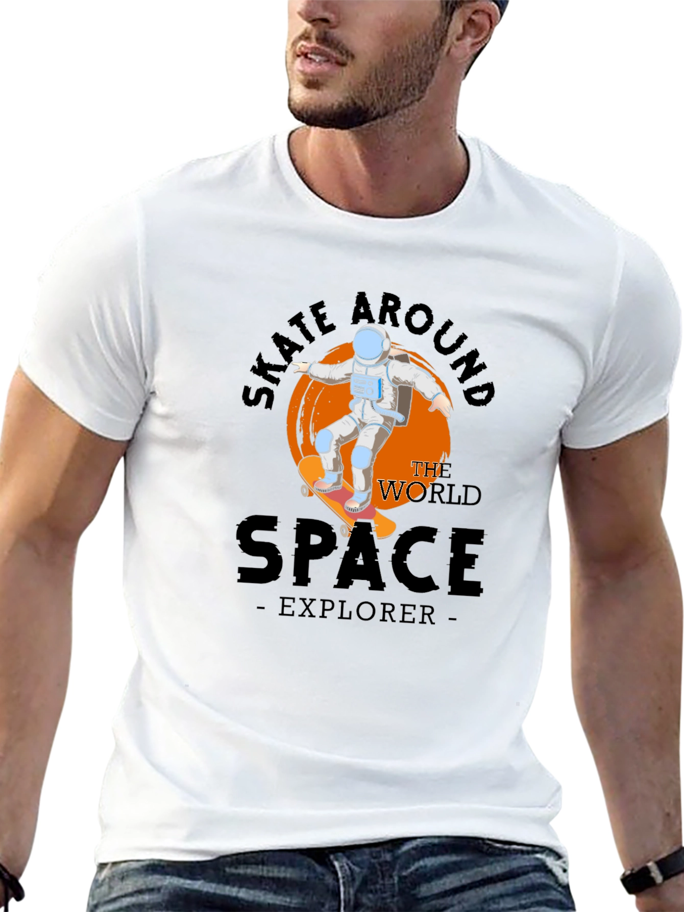 Skate Around Space Explorer Black T-Shirt