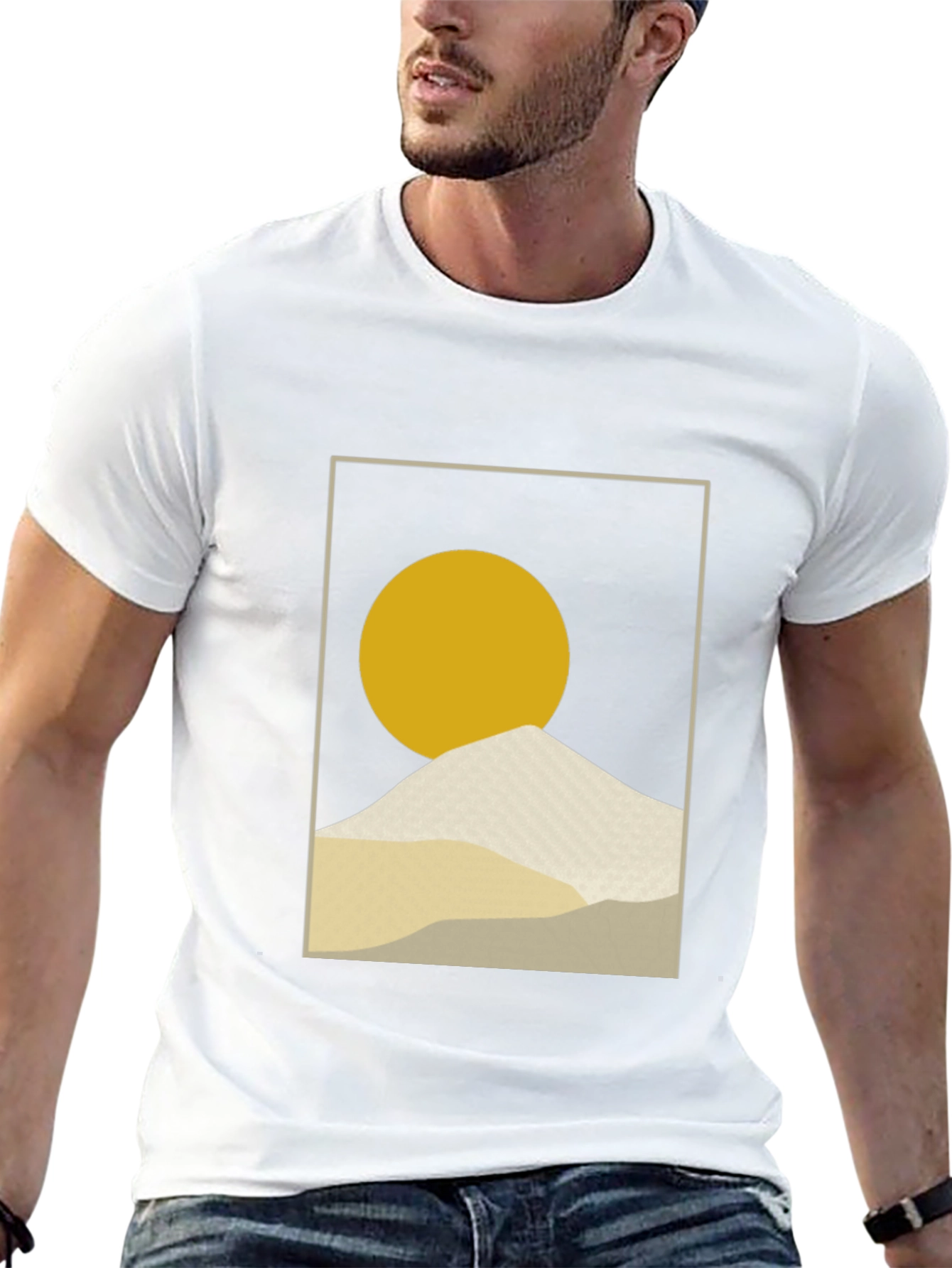 Minimalist Sun & Mountain Graphic T-Shirt