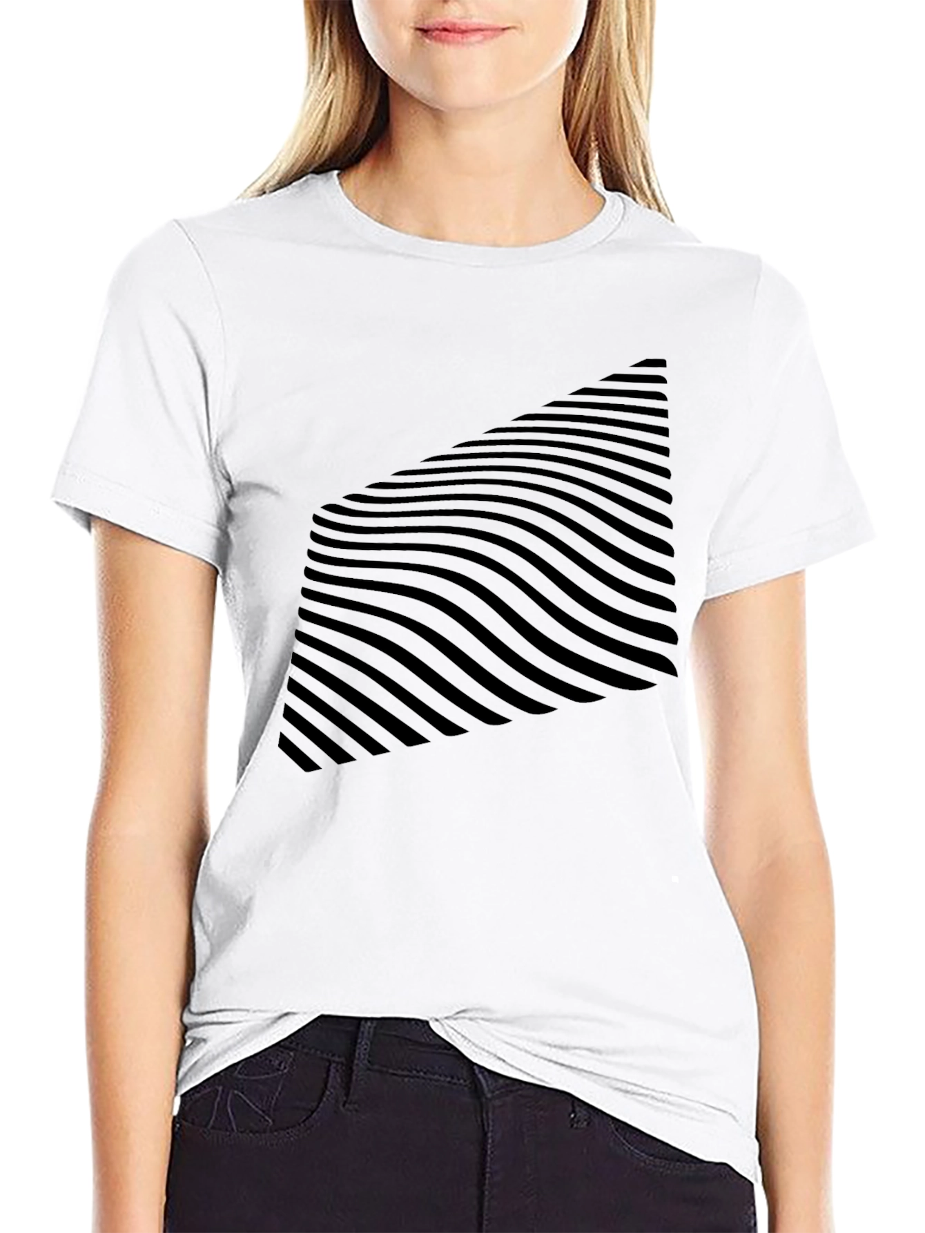 Abstract Wave Pattern Black T-Shirt
