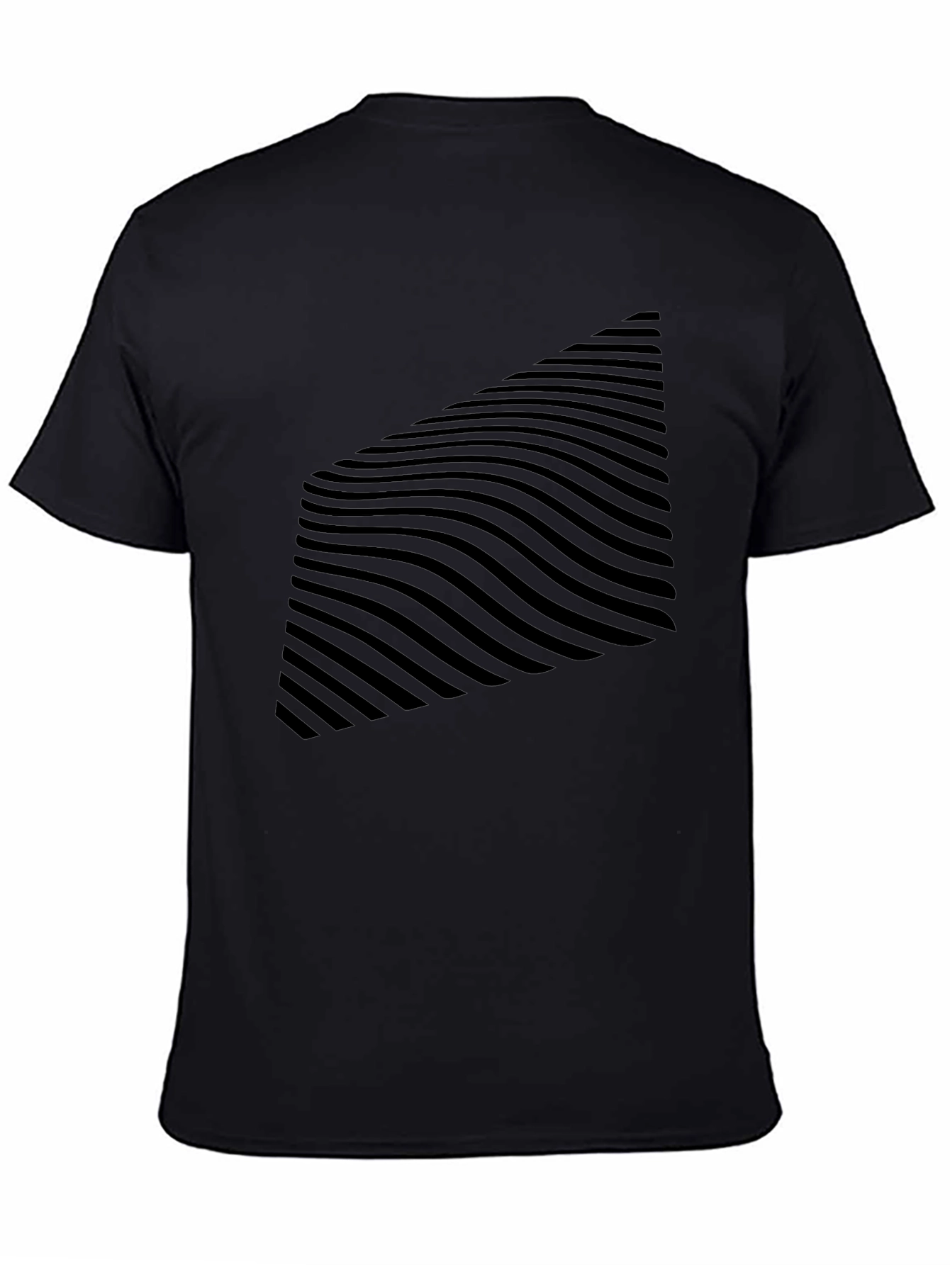 Abstract Wave Pattern Black T-Shirt