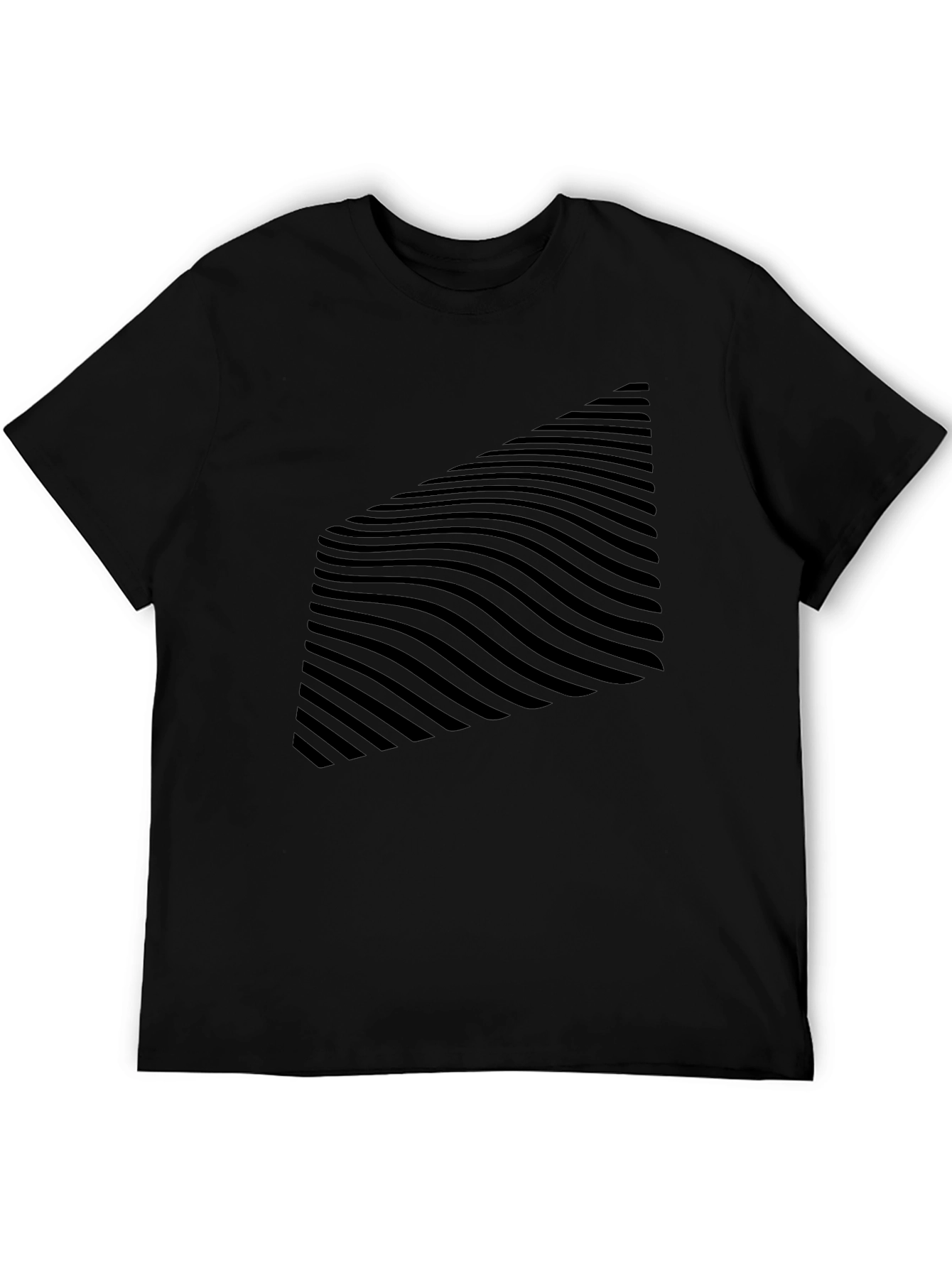 Abstract Wave Pattern Black T-Shirt