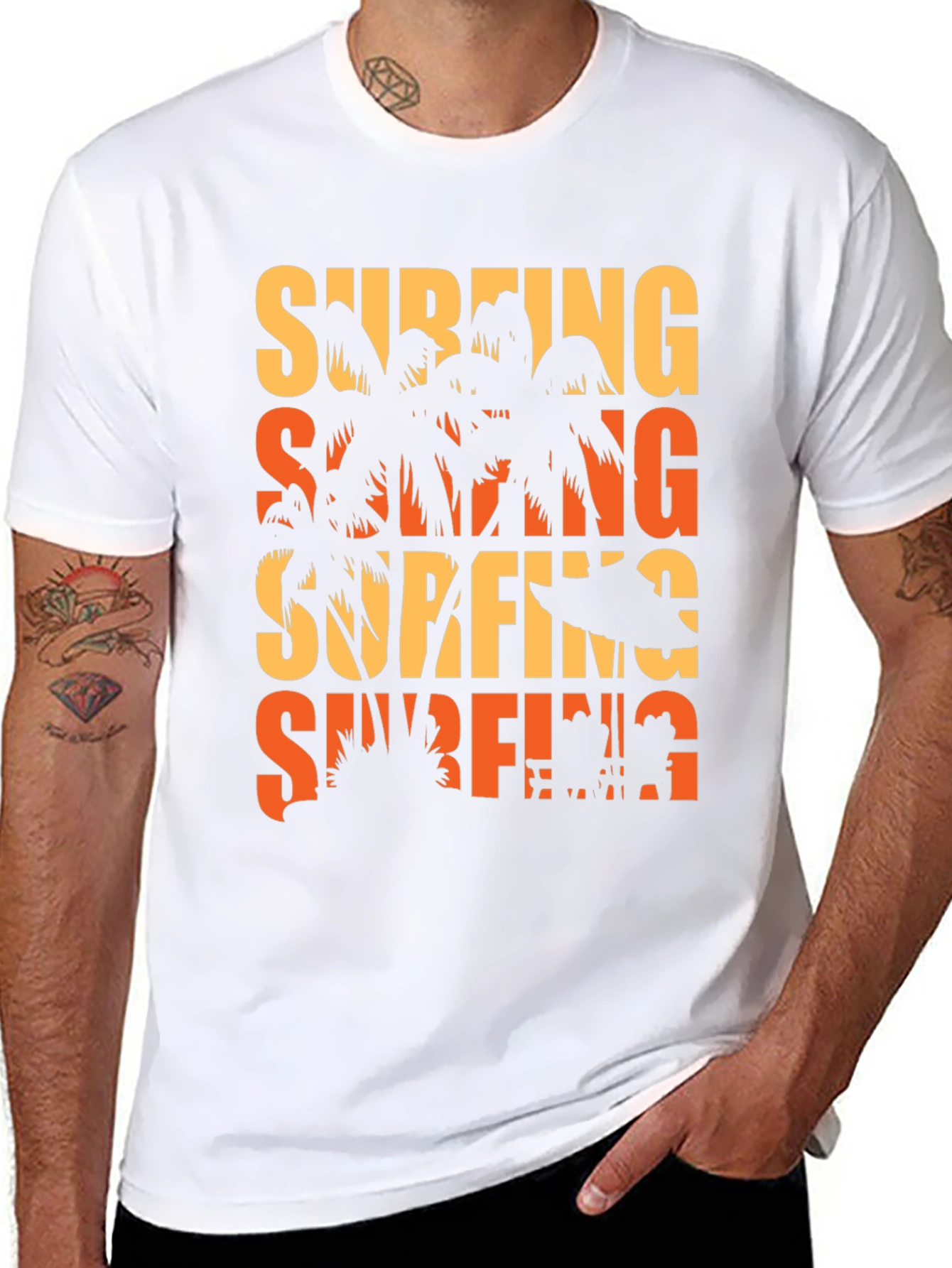 Surfing Palm Tree Graphic Tee