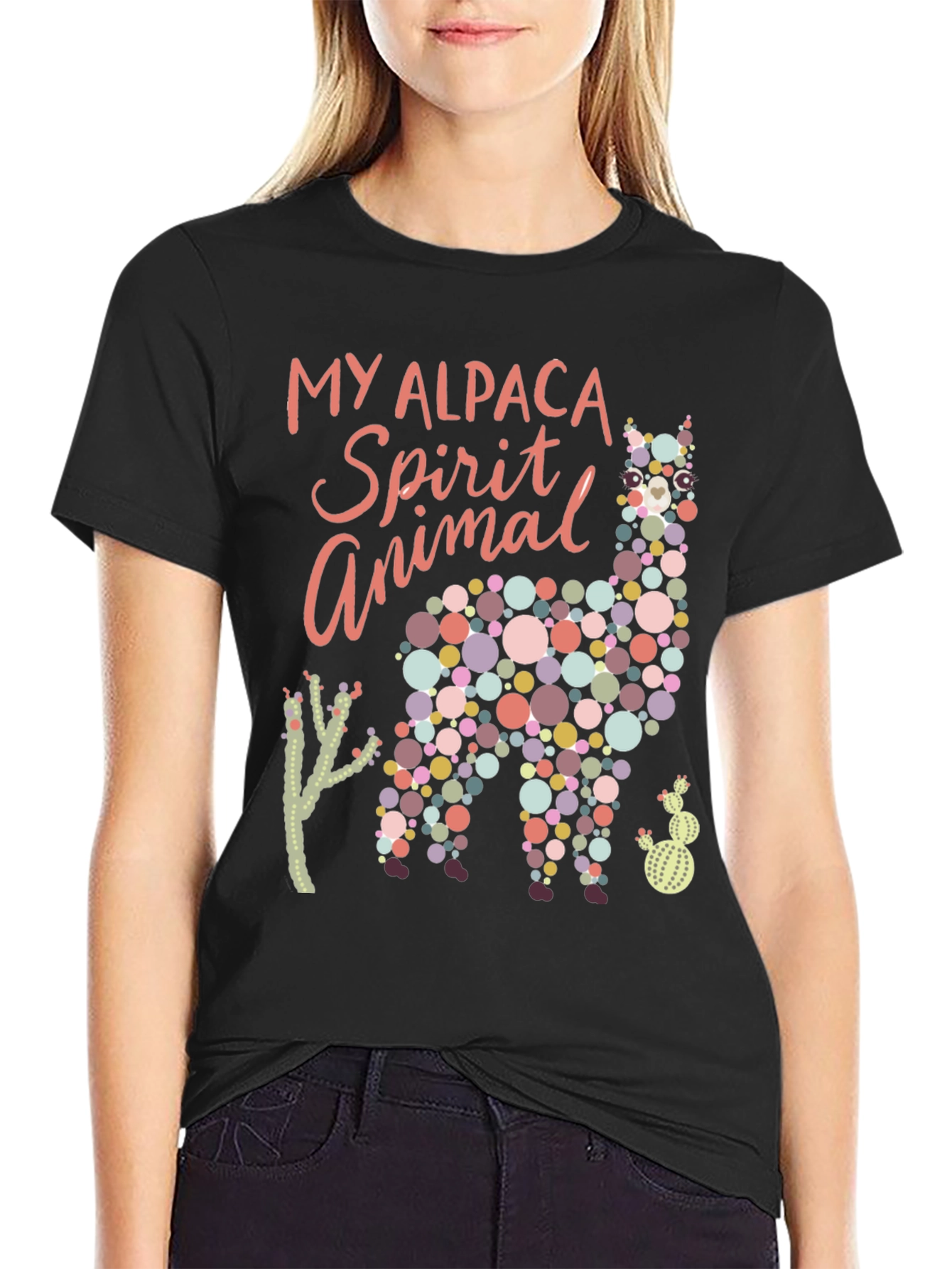 Alpaca Spirit Animal Graphic Tee - Black