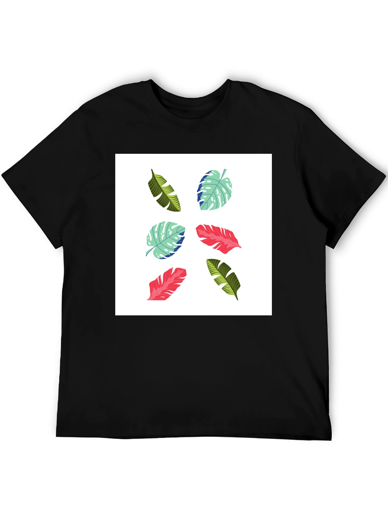 Tropical Leaf Print T-Shirt - Modern Style