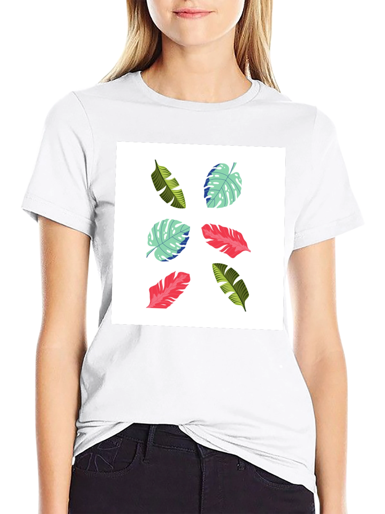 Tropical Leaf Print T-Shirt - Modern Style