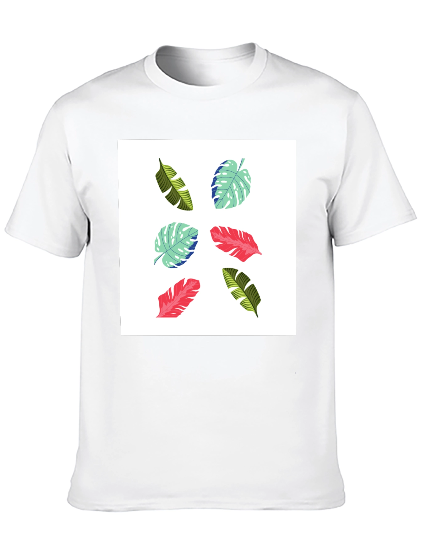Tropical Leaf Print T-Shirt - Modern Style