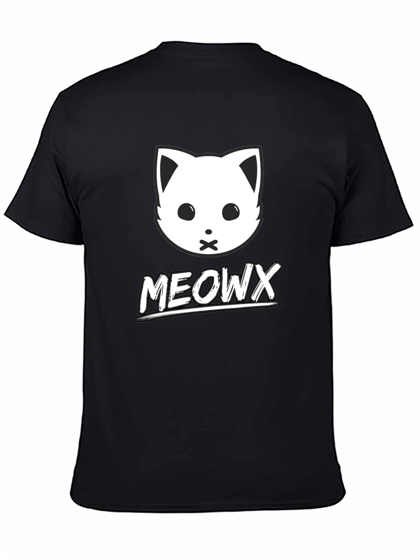 MEOWX Cat Graphic Tee - Soft Black Cotton Blend